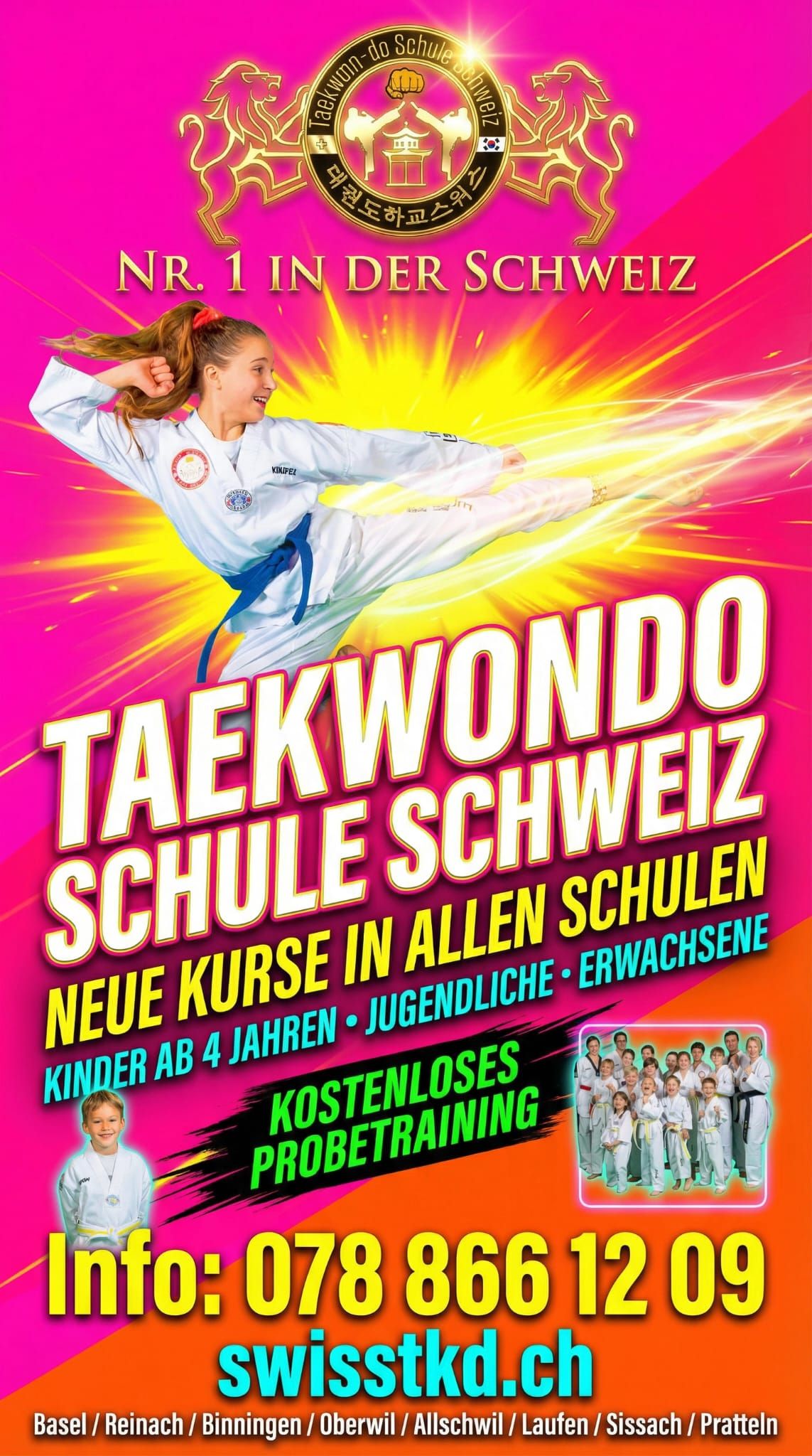 Taekwondo Schule Schweiz - International Swiss Taekwondo School Facebook ad: Eröffnung des neuen Standorts in Oberwil