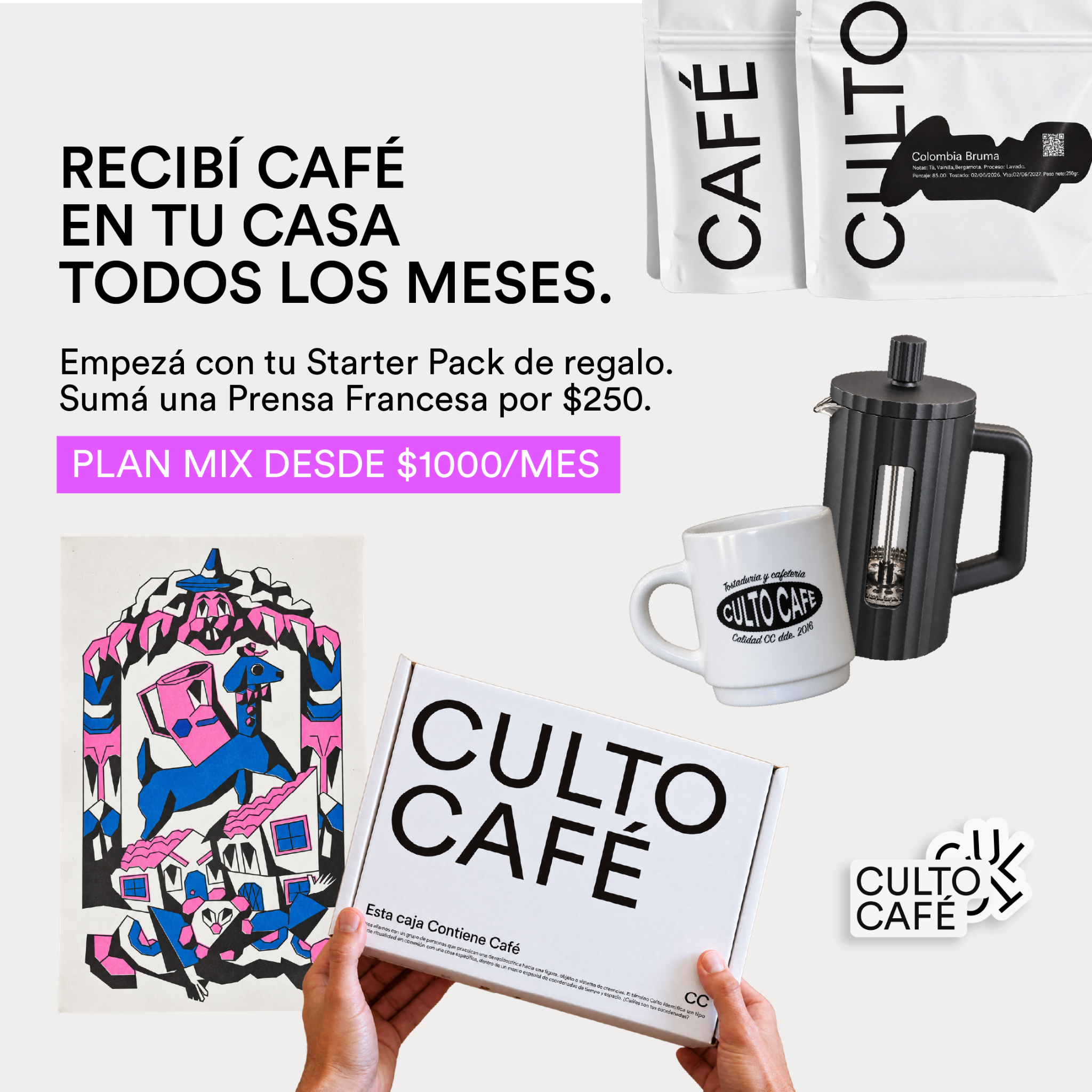 Culto Café Facebook ad: Suscribite a tu primer mes