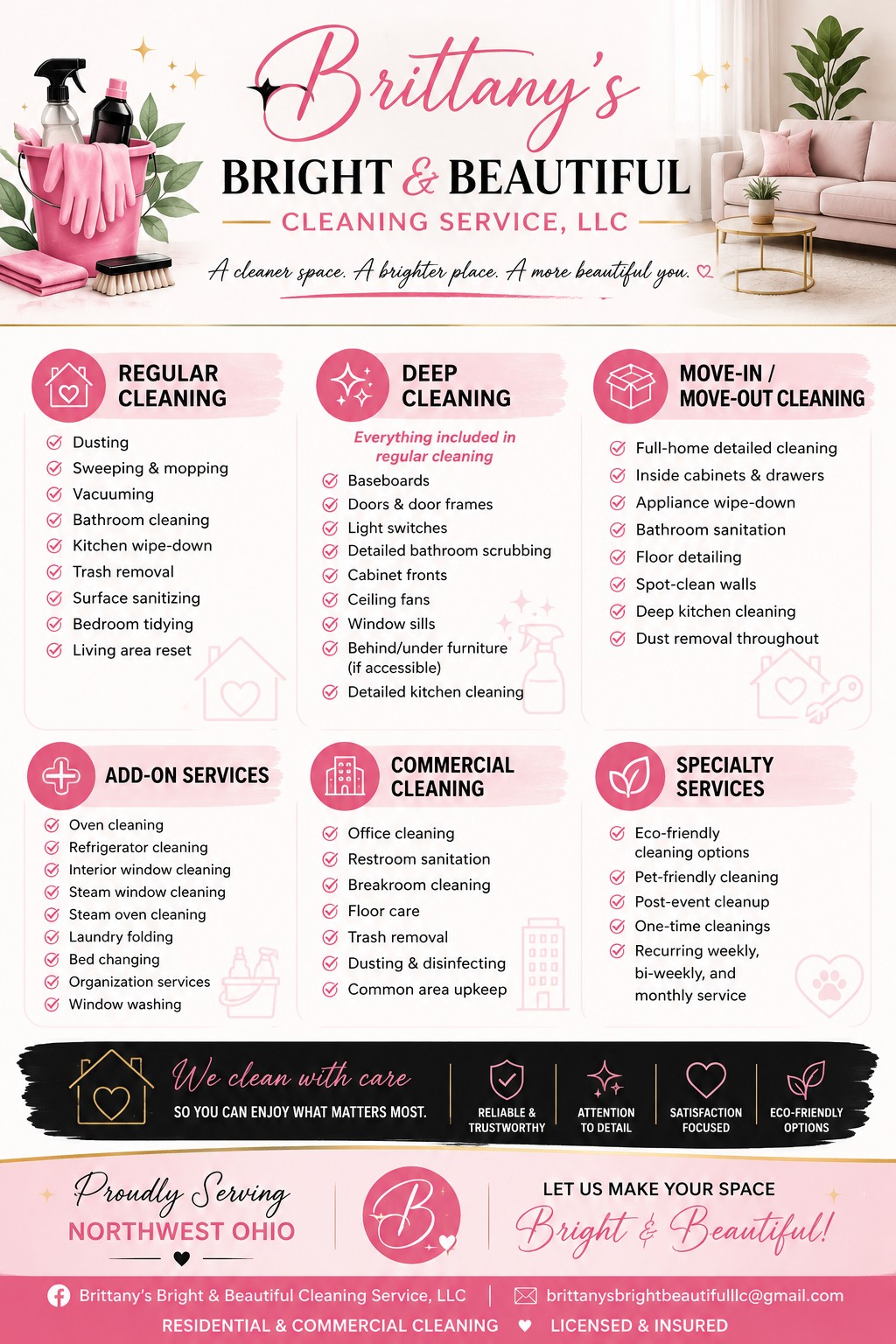 Brittany's Bright and Beautiful cleaning service  Facebook ad
