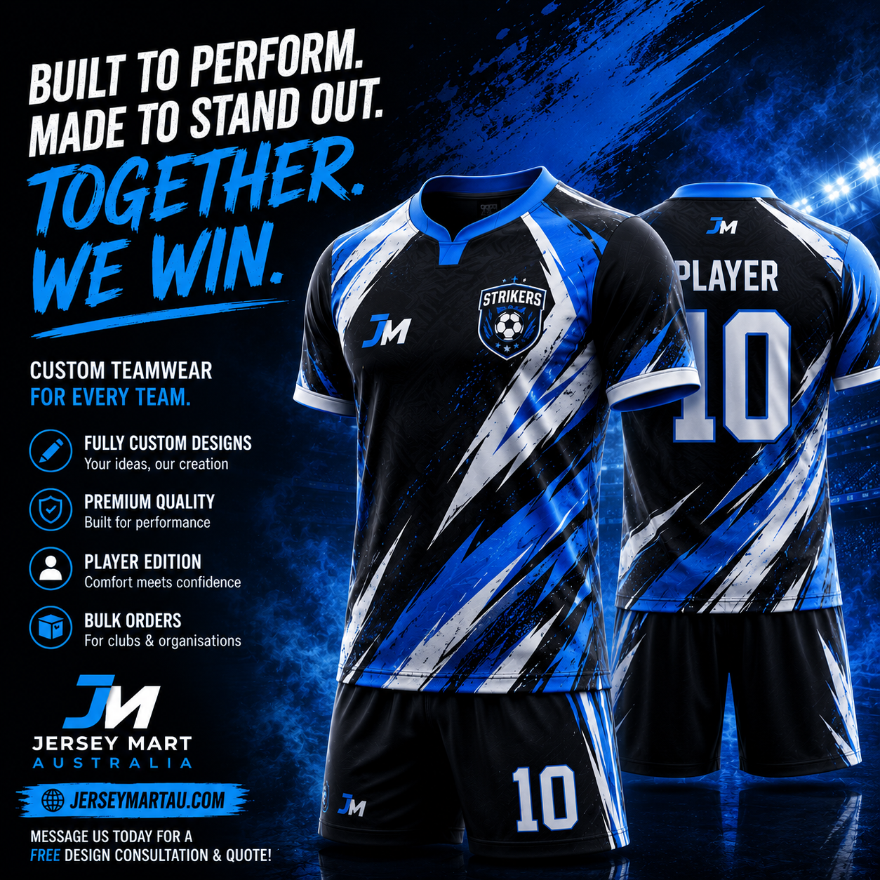 Jersey Mart Australia Facebook ad: Get Your FREE Custom Design