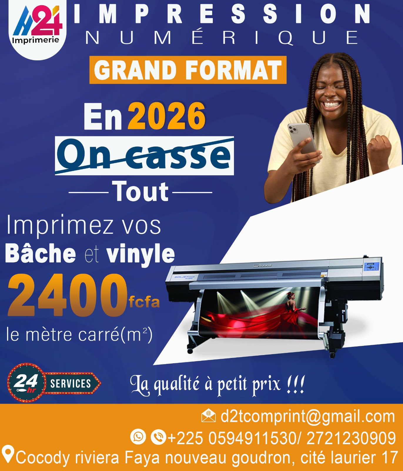 H24 Imprimerie Facebook ad: PROMO IMPRESSION SUR TOUT TYPE DE SUPPORT RAPIDITÉ…