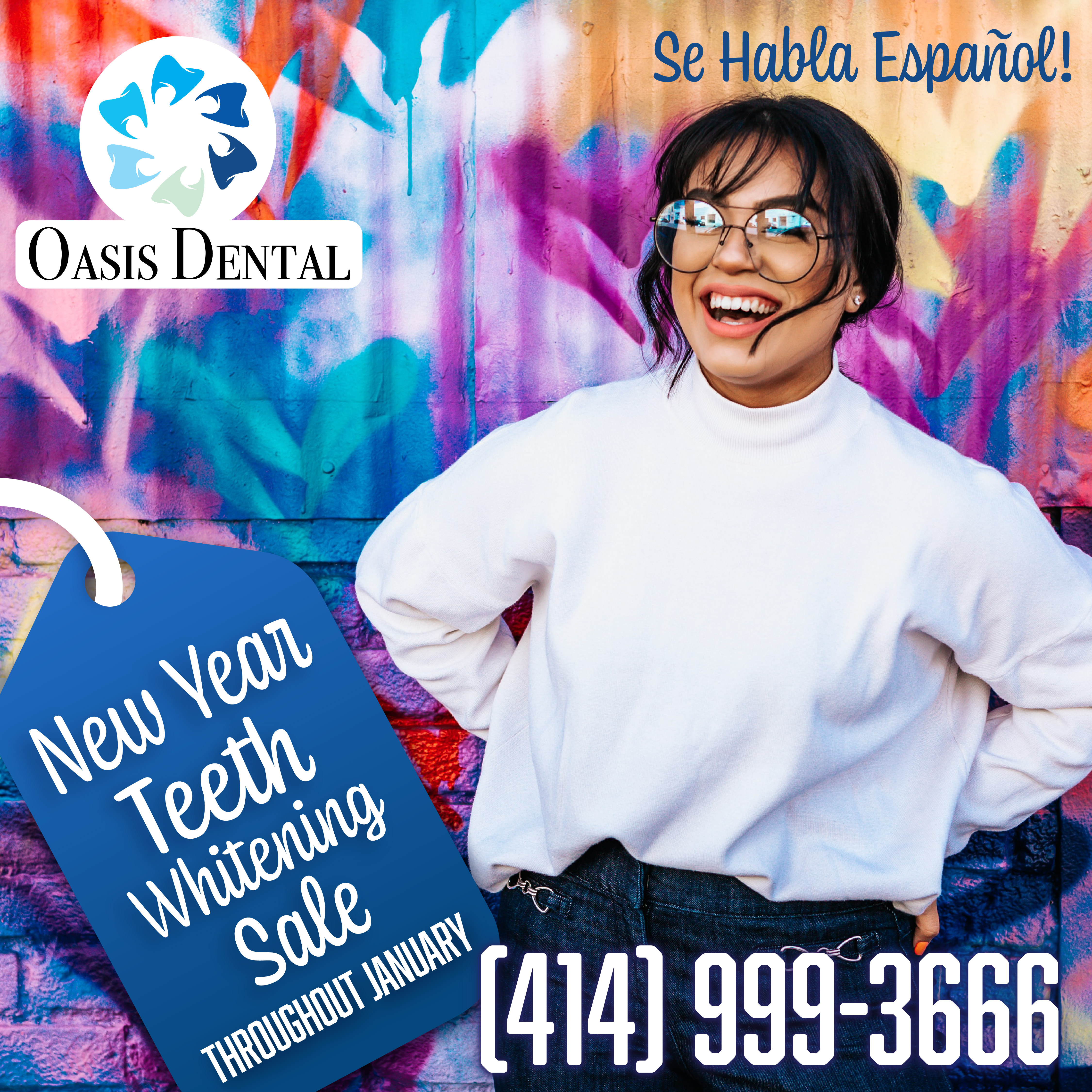 Oasis Dental Center Facebook ad: Dental Center located in Milwaukee.