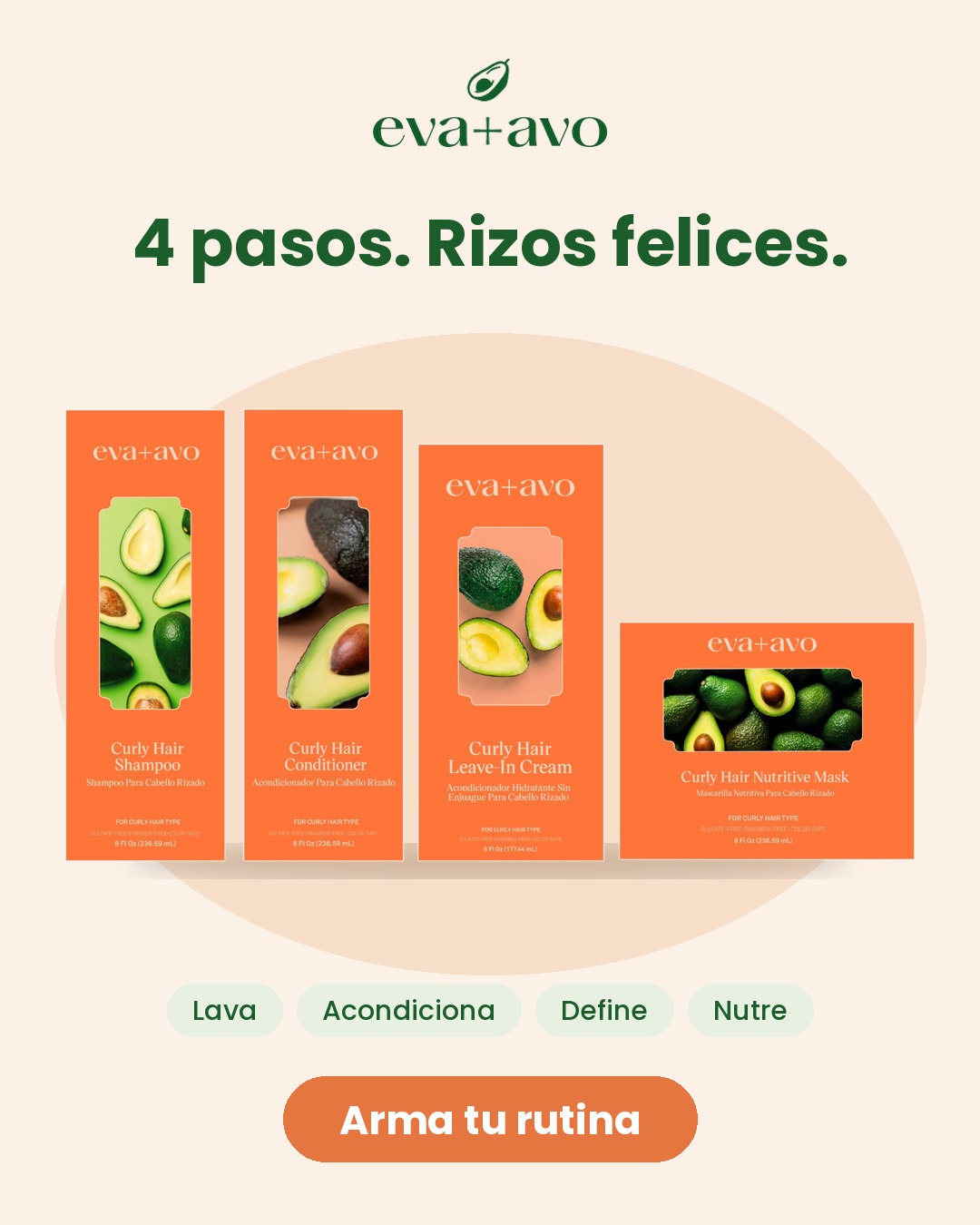 eva+avo Facebook ad: CABELLO DIGNO DE UNA NOVELA