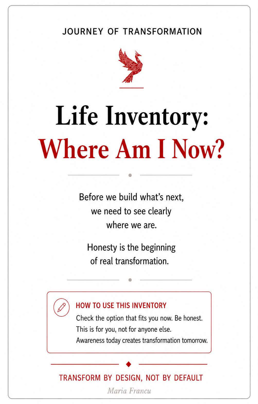 Maria Francu Facebook ad: Journey of Transformation