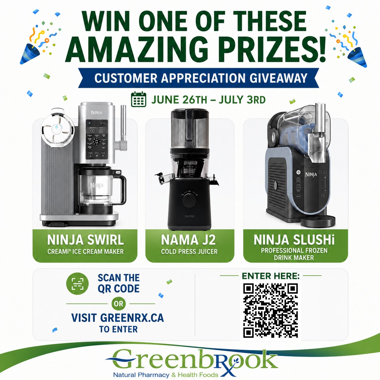 Greenbrook Health Foods Facebook ad: CUSTOMER APPRECIATION GIVEAWAY!