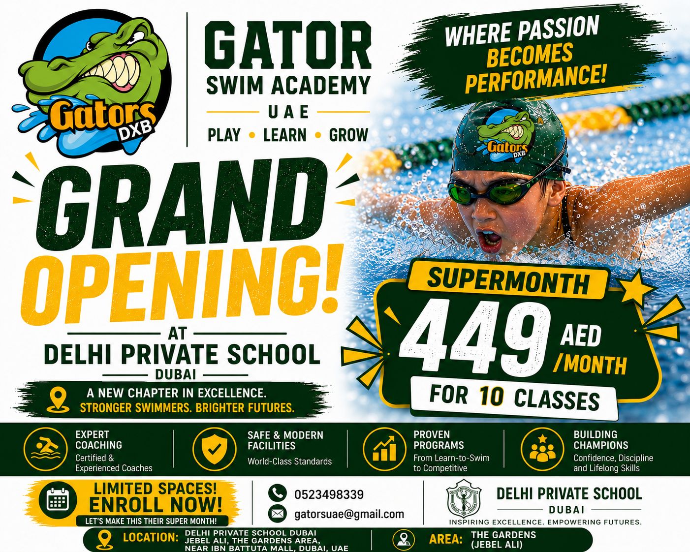 Gators UAE Sports Club Facebook ad: GRAND OPENING ALERT!