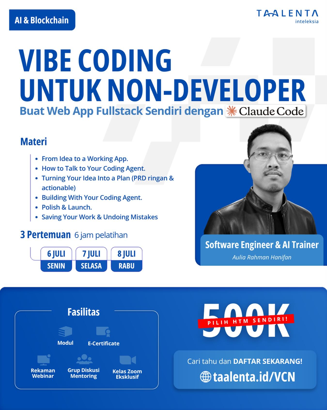 Taalenta.id Facebook ad: Vibe Coding untuk Non-Developer: Buat Web App Fullstack…