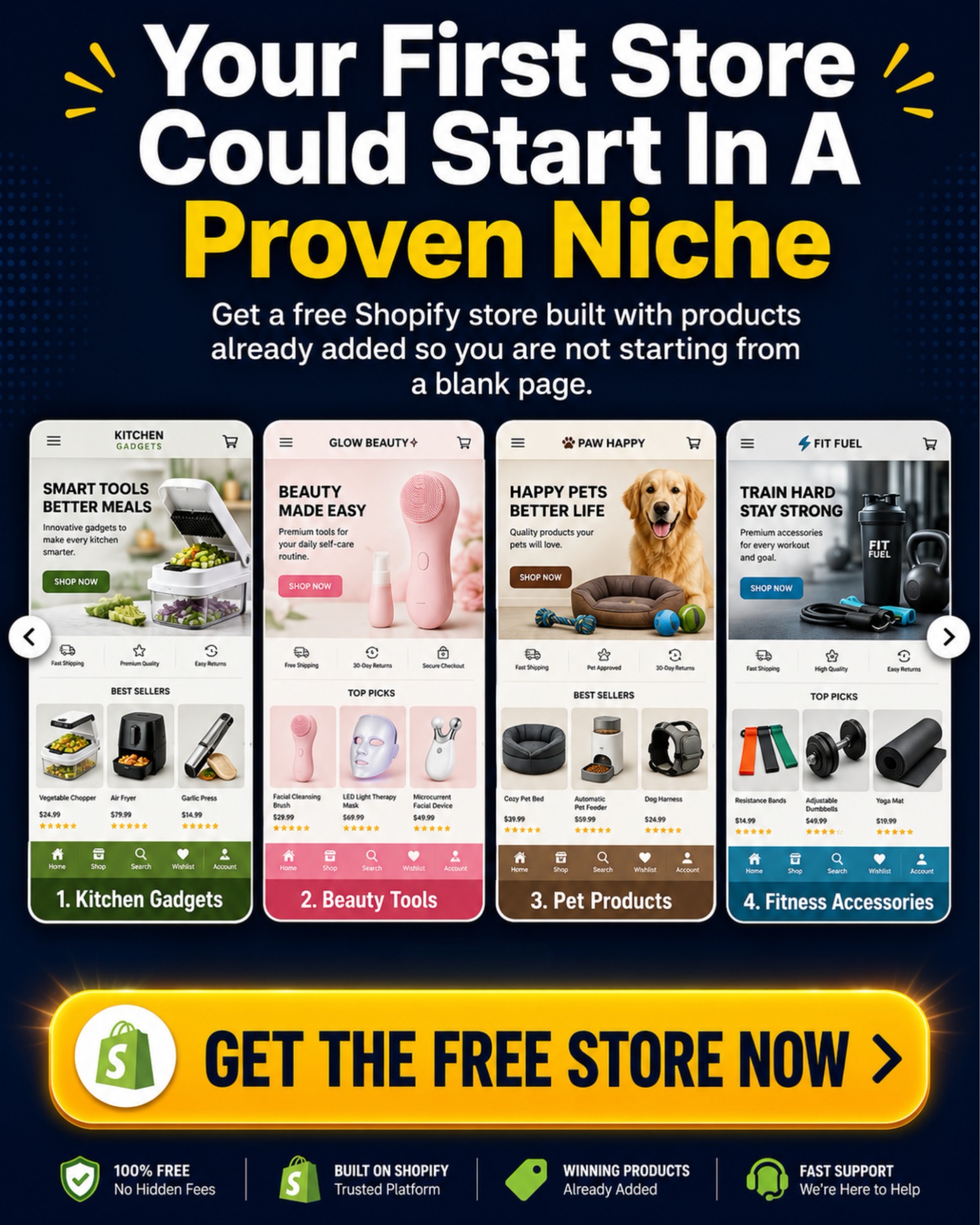 Freestorebuilder Facebook ad: Dream Store? Done in 30 Mins!