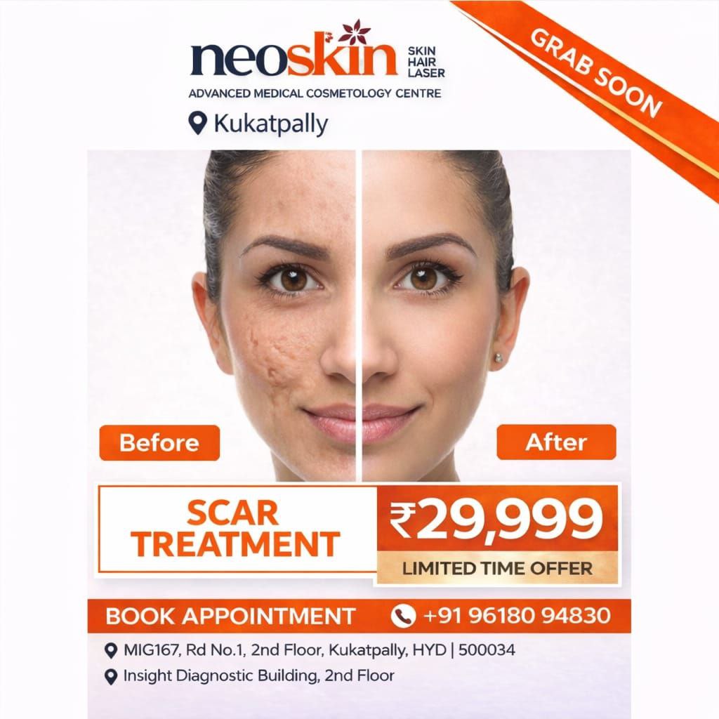 Neo Skin Clinic KPHB Facebook ad: Scar Treatment @ ₹29,999, Limited Offer