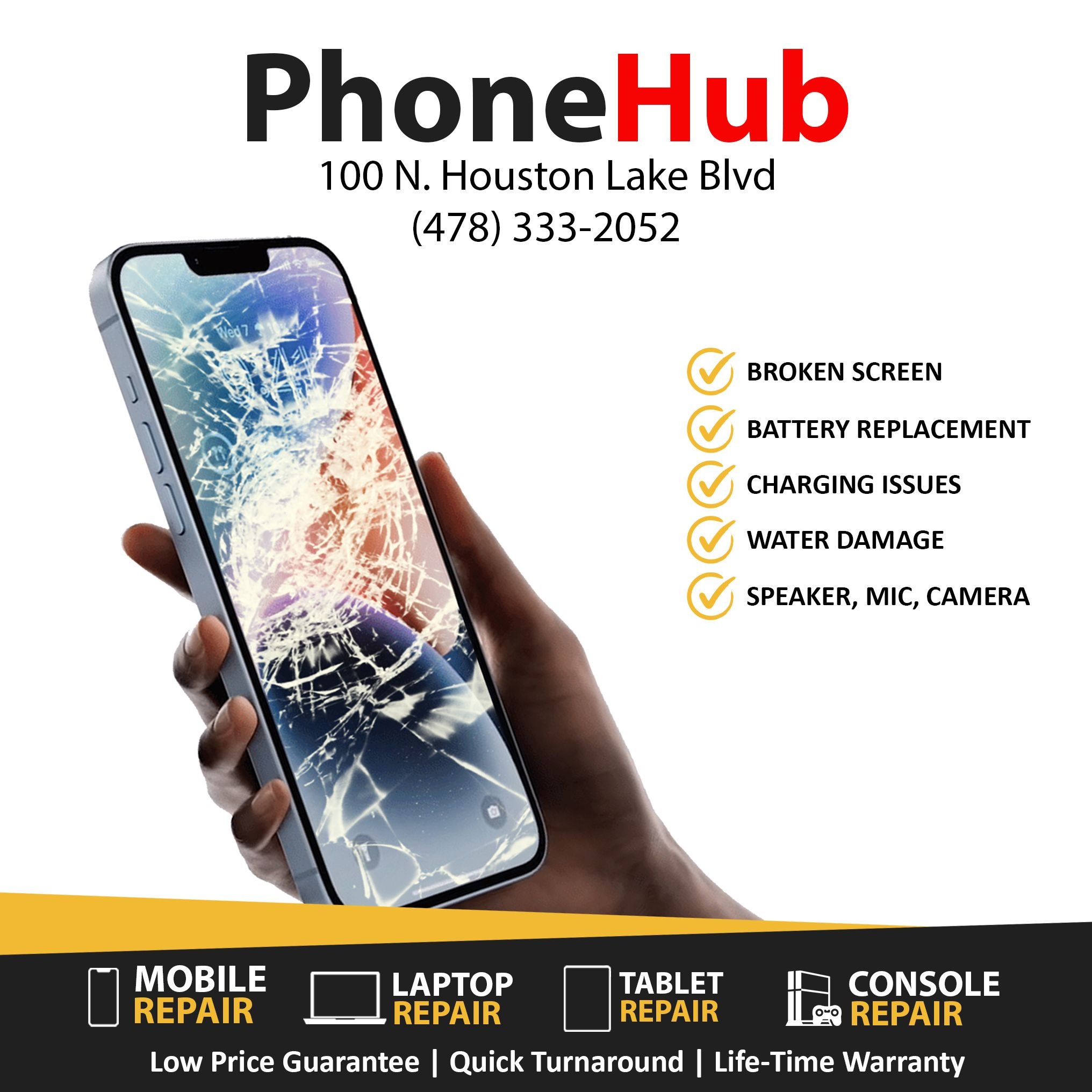 PhoneHub Facebook ad: Get Your Smart Devices Fix Today!