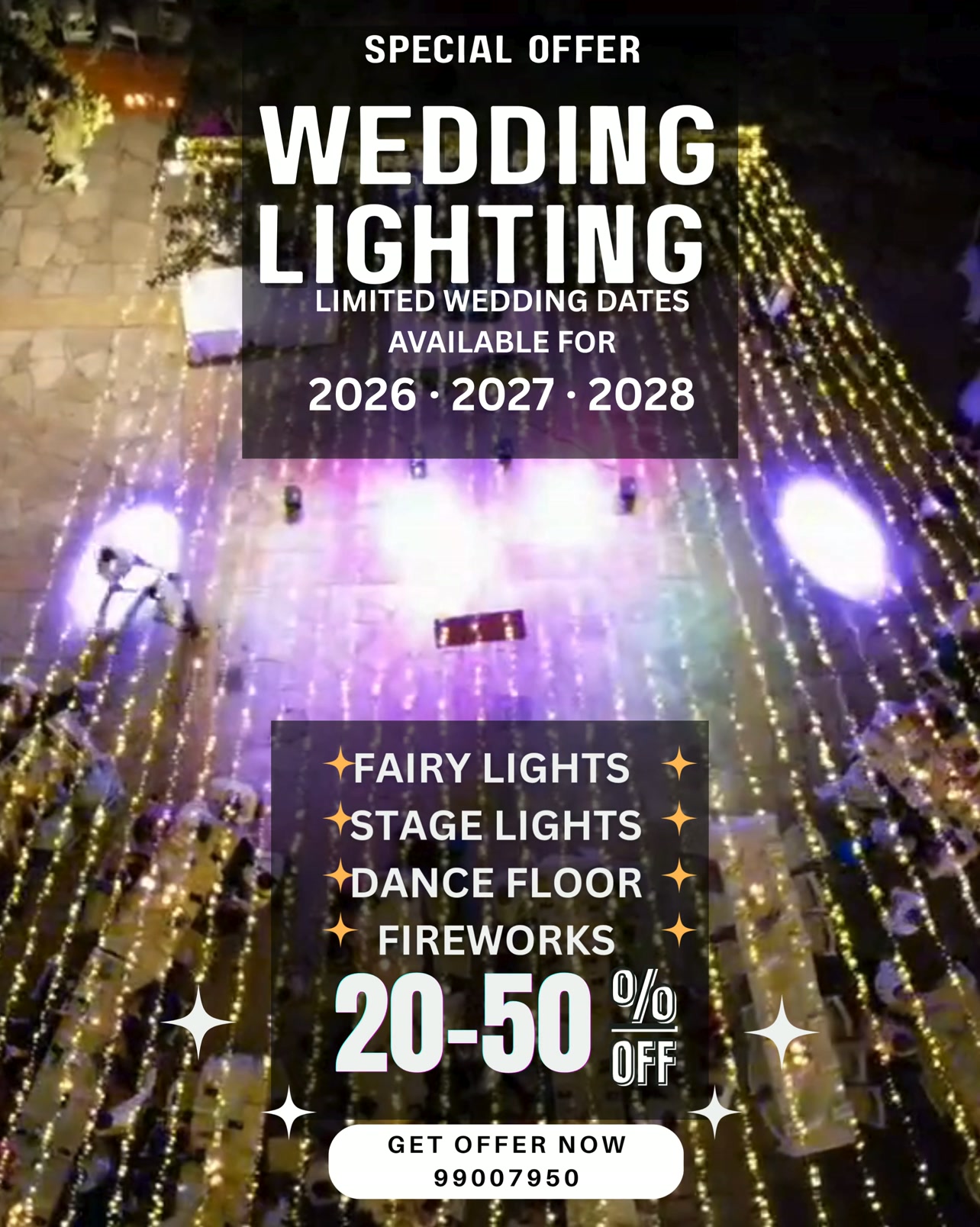 Lunar Light & Sound Design Facebook ad: Wedding Lighting Cyprus