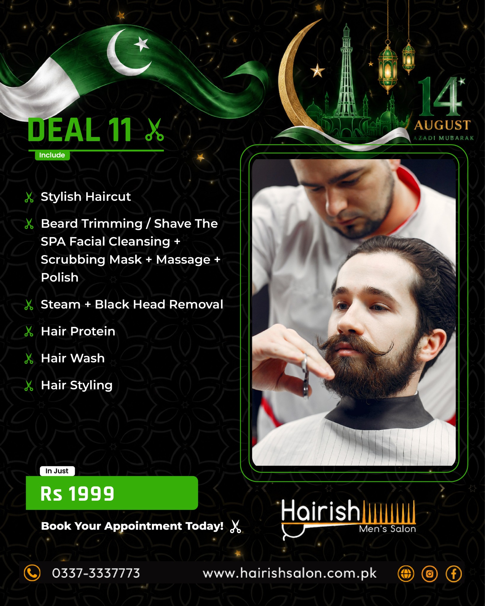 Hairish Men's Salon Facebook ad: Ye Azadi deal tumhare liye hai.