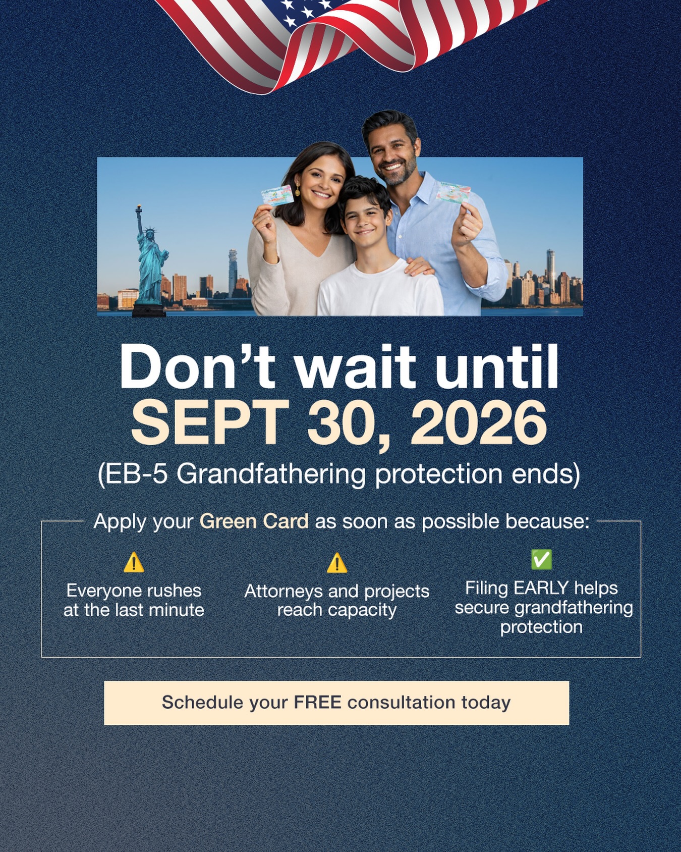 BAI Capital Facebook ad: The EB-5 deadline is approaching: September 30, 2026