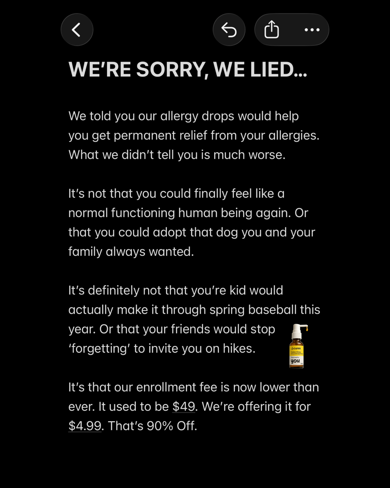 Curex Allergy Facebook ad