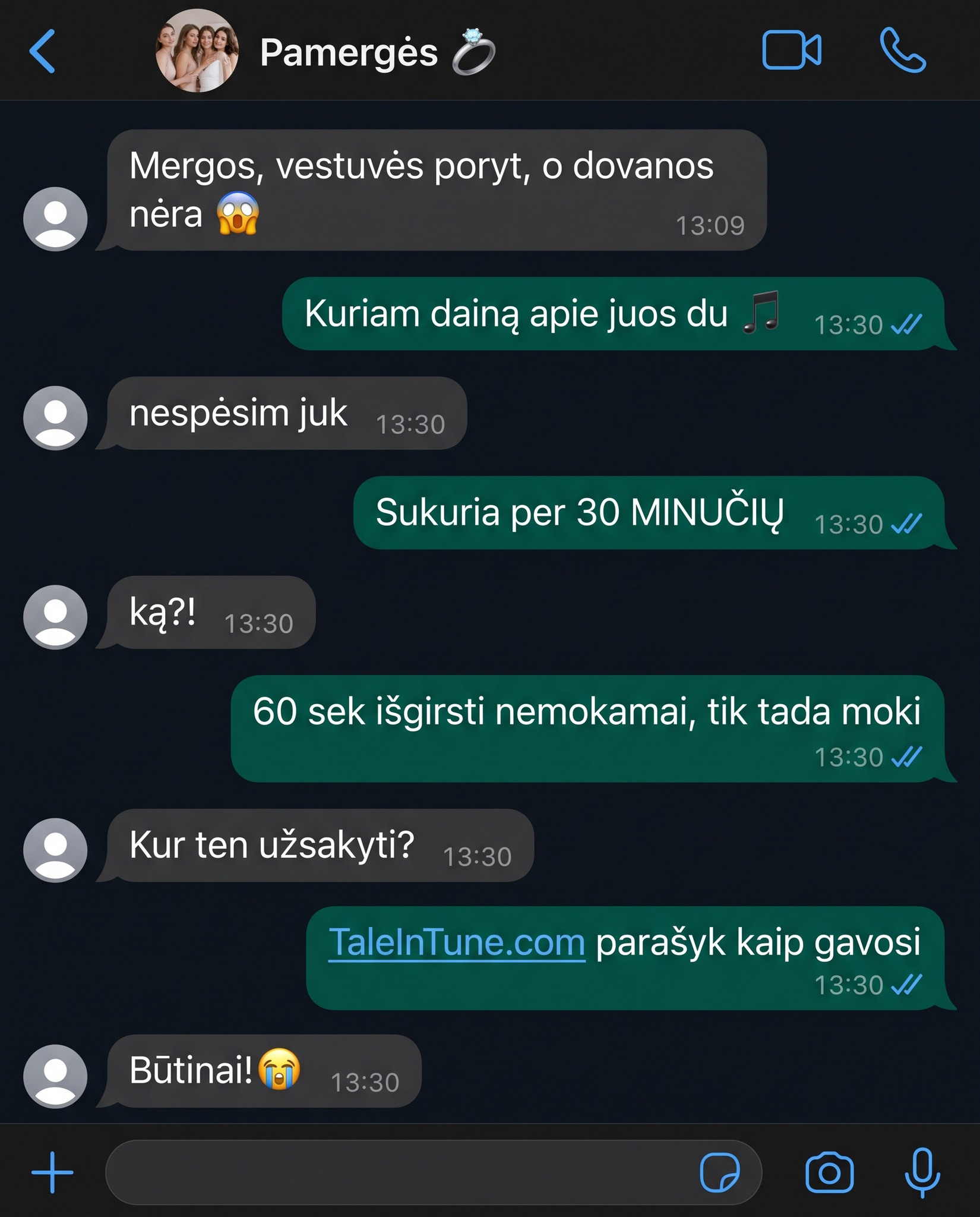 Taleintune Facebook ad: Vestuvės poryt, o pamergių dovana vis dar tik…