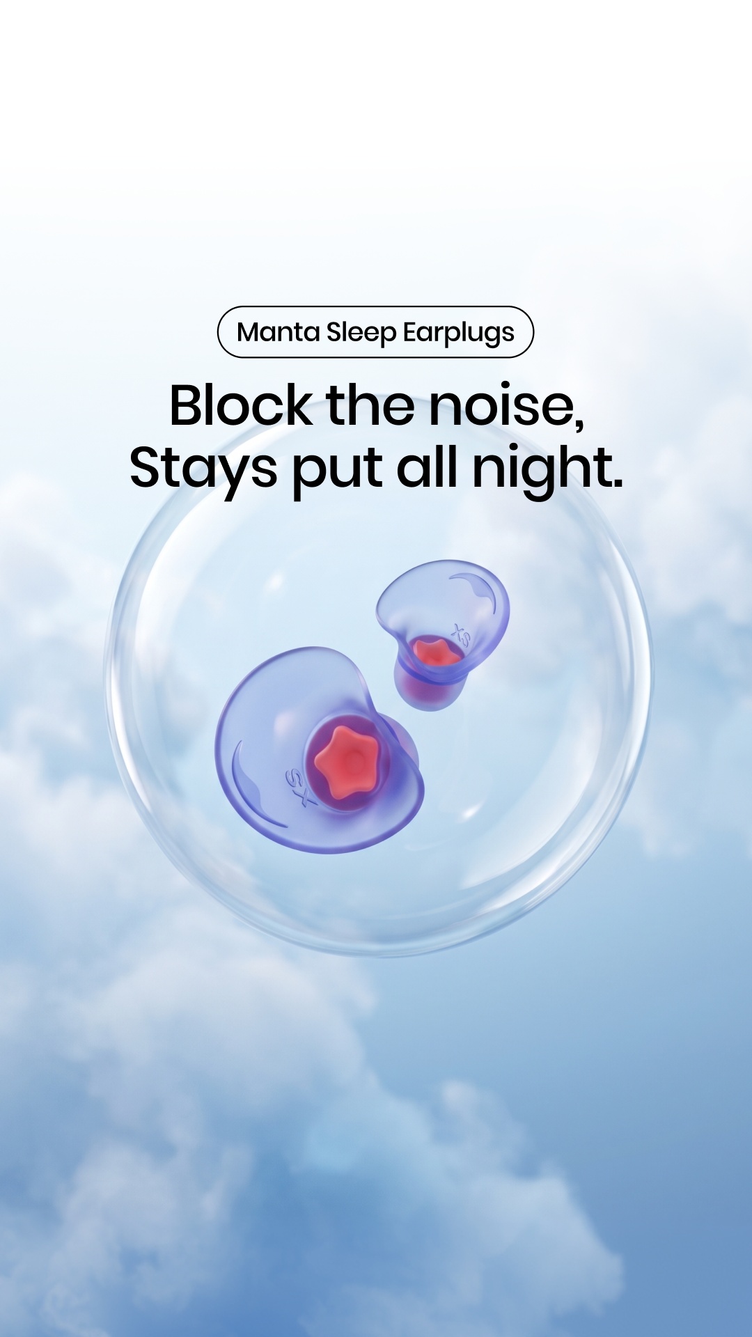 Manta Sleep Facebook ad: Earplugs for side-sleep. Finally.