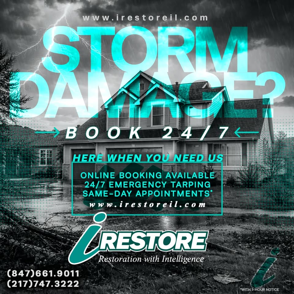 IRestore Facebook ad: Roofing, Siding, Window & Gutter Services for IL…