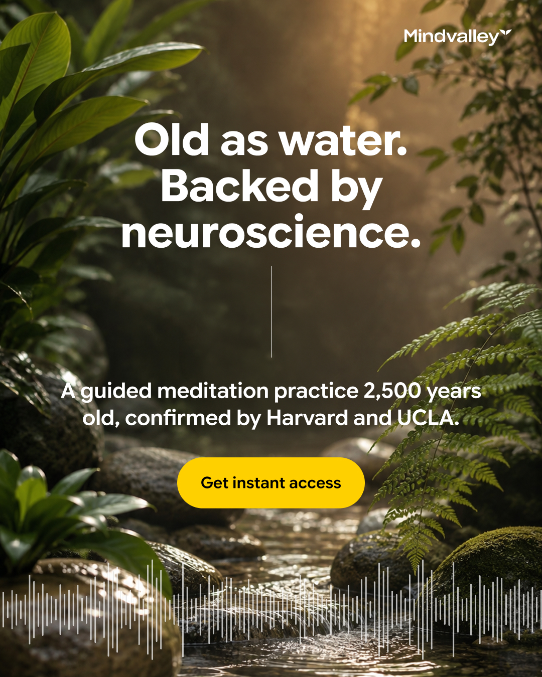 Mindvalley Facebook ad: 2,500 Years Old. Proven by Harvard & UCLA.