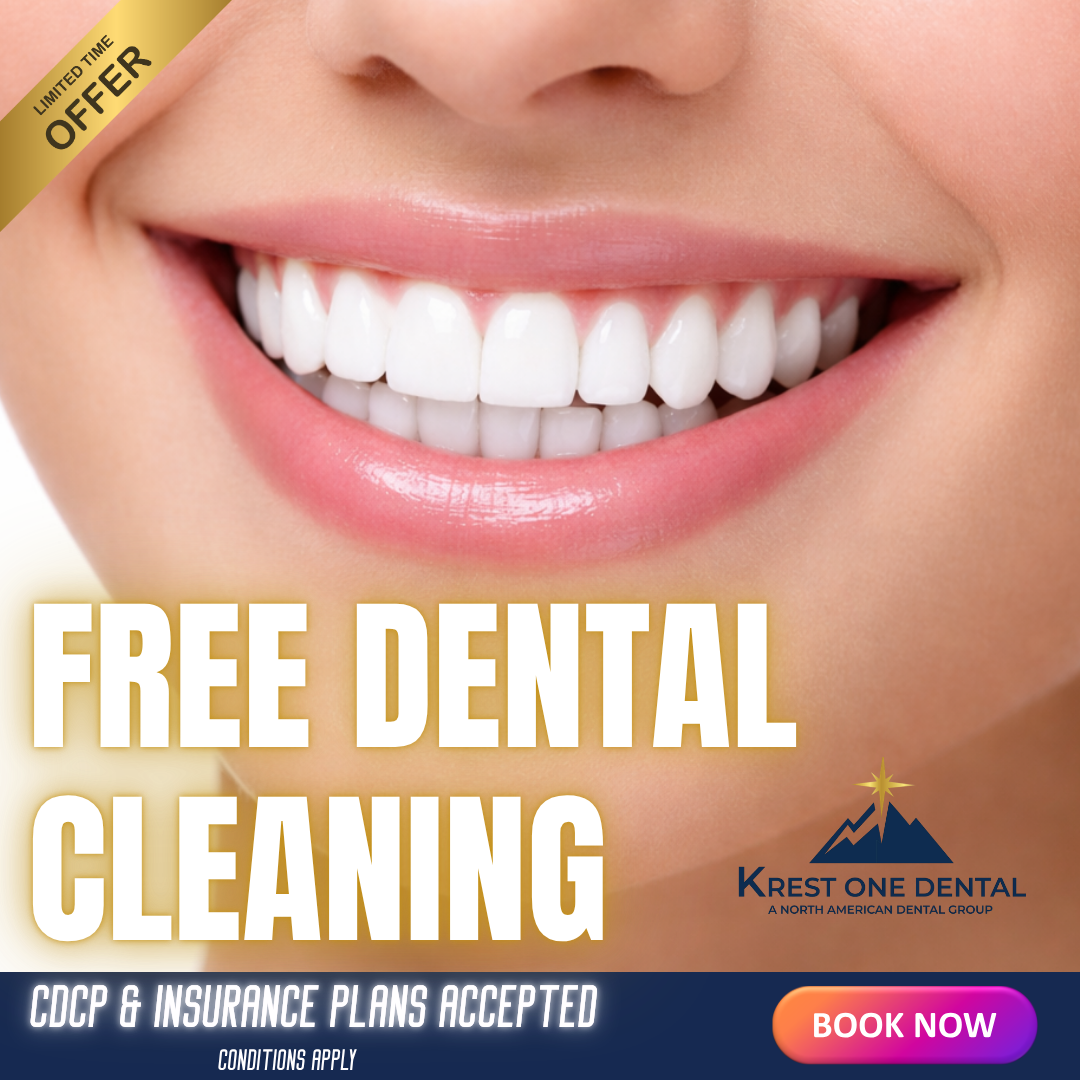 Krest One Dental Brampton Facebook ad: FREE Dental Cleaning - NOW