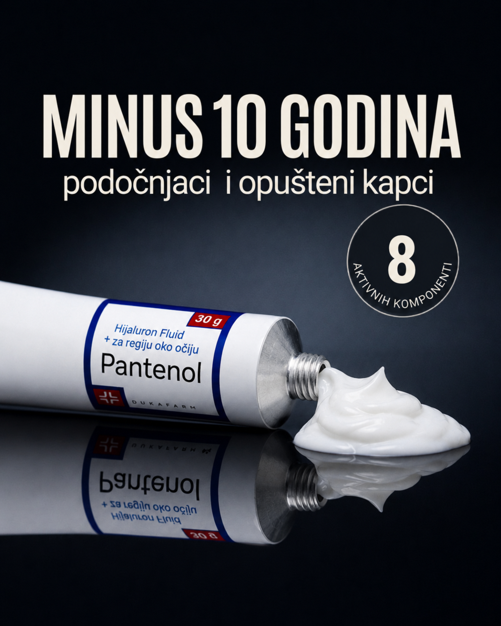 Dukafarm Facebook ad: Podočnjaci i opušteni kapci? Počni od uzroka, ne od…