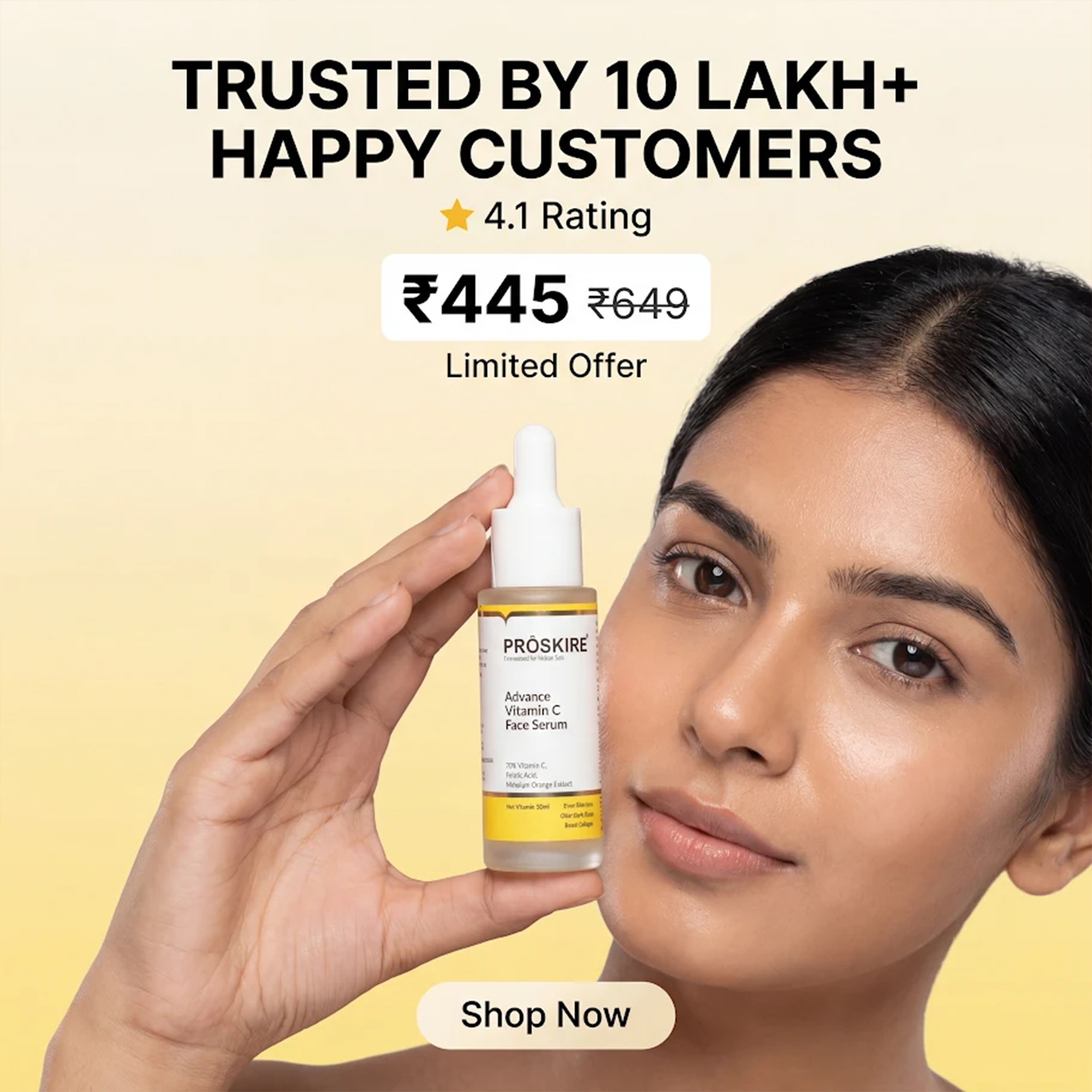 Proskire Facebook ad: Dull skin? Uneven tone?