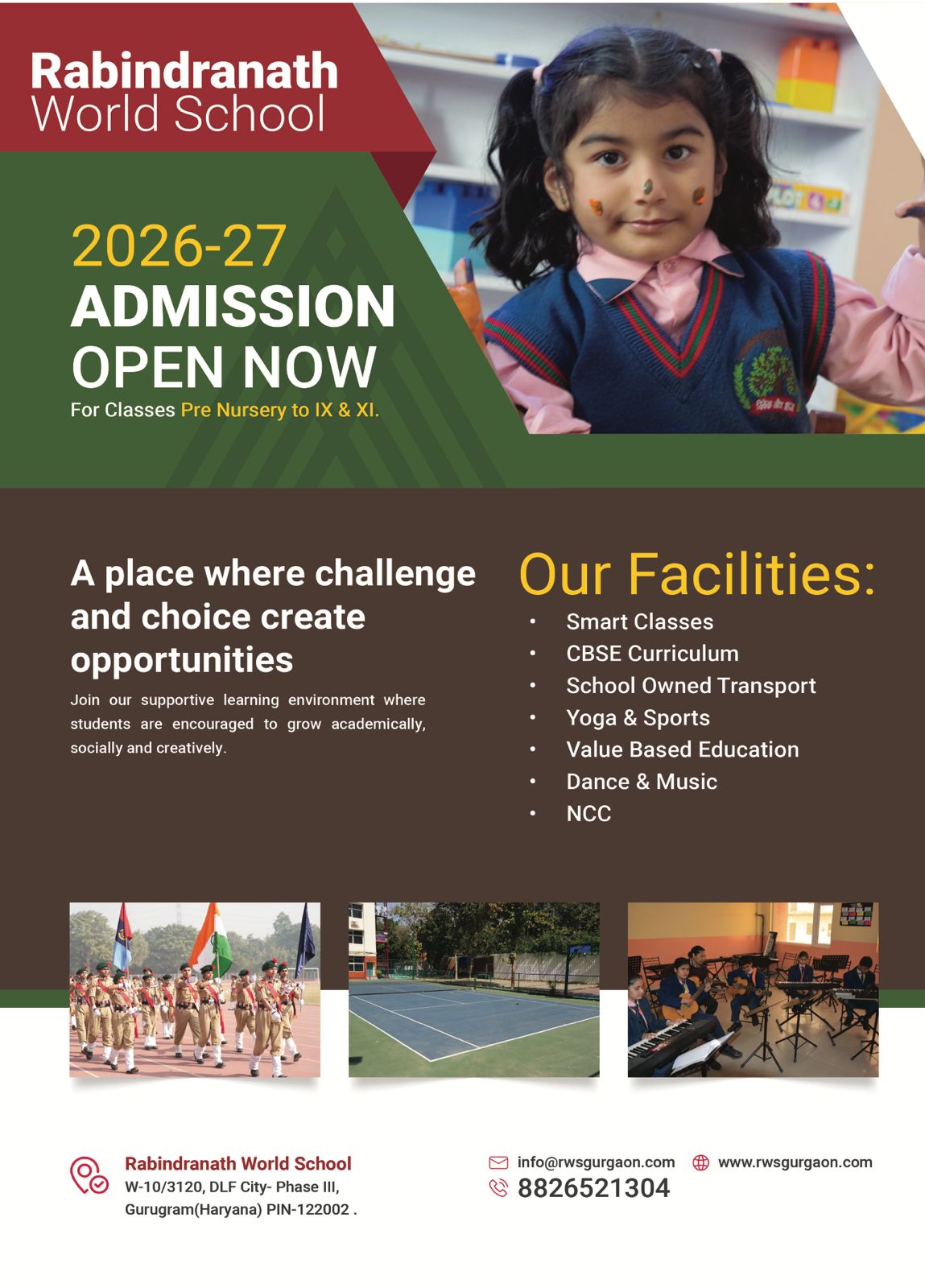 Rabindranath World School, DLF Phase III, Gurgaon. Facebook ad: Discover Your Child's Potential - Limited Seats Available…