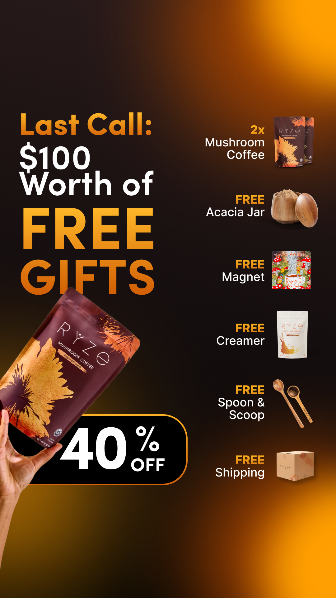 RYZE Superfoods Facebook ad