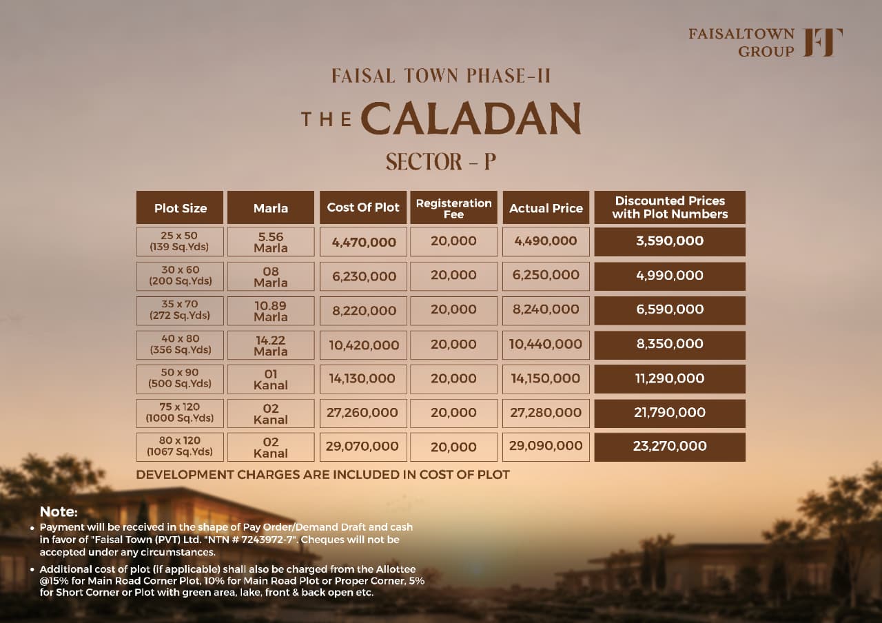 A to Z Property Marketing Facebook ad: Exclusive Discount on Faisal Town Phase-II Plots