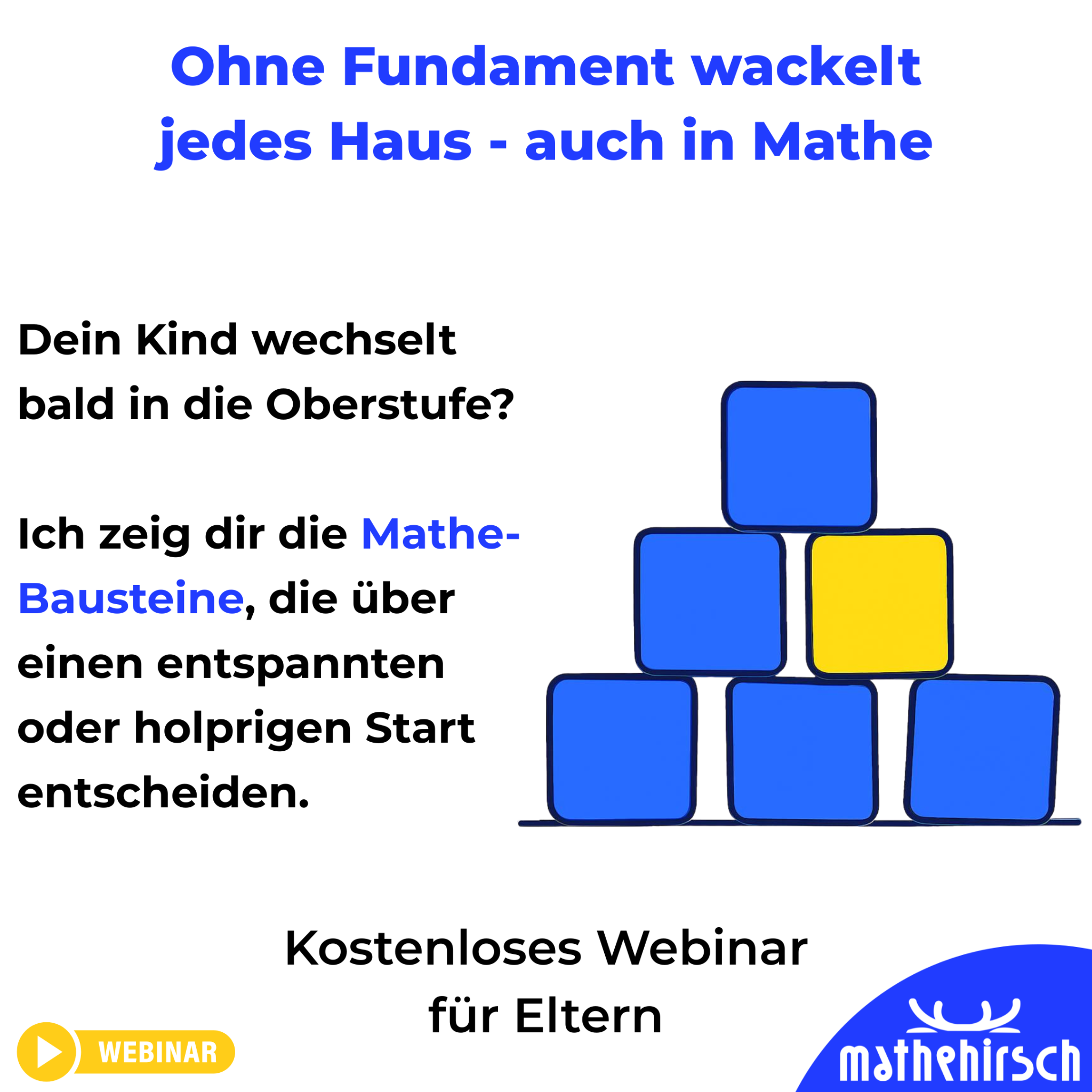 Mathehirsch Facebook ad: Oberstufe + Mathe = Stress?