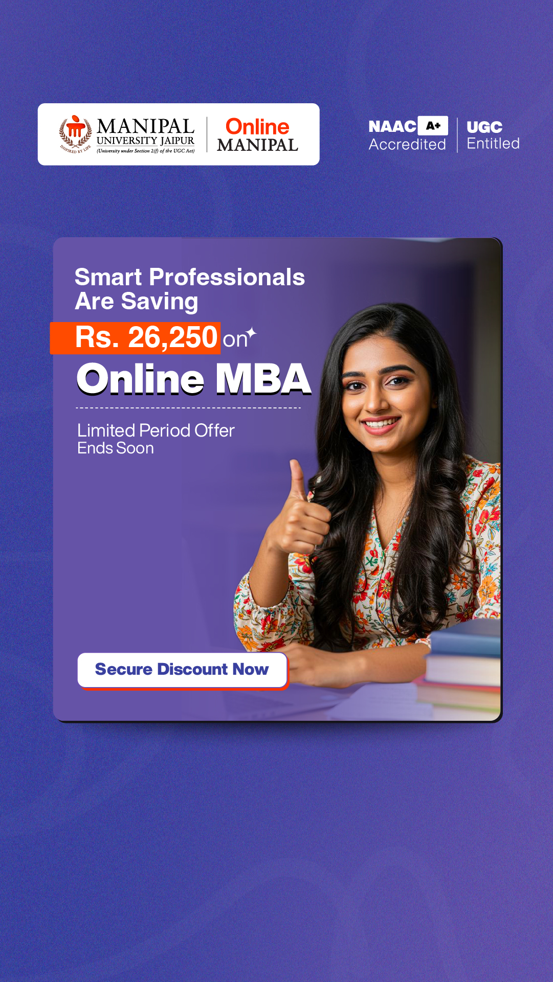 Manipal University Jaipur Online Facebook ad