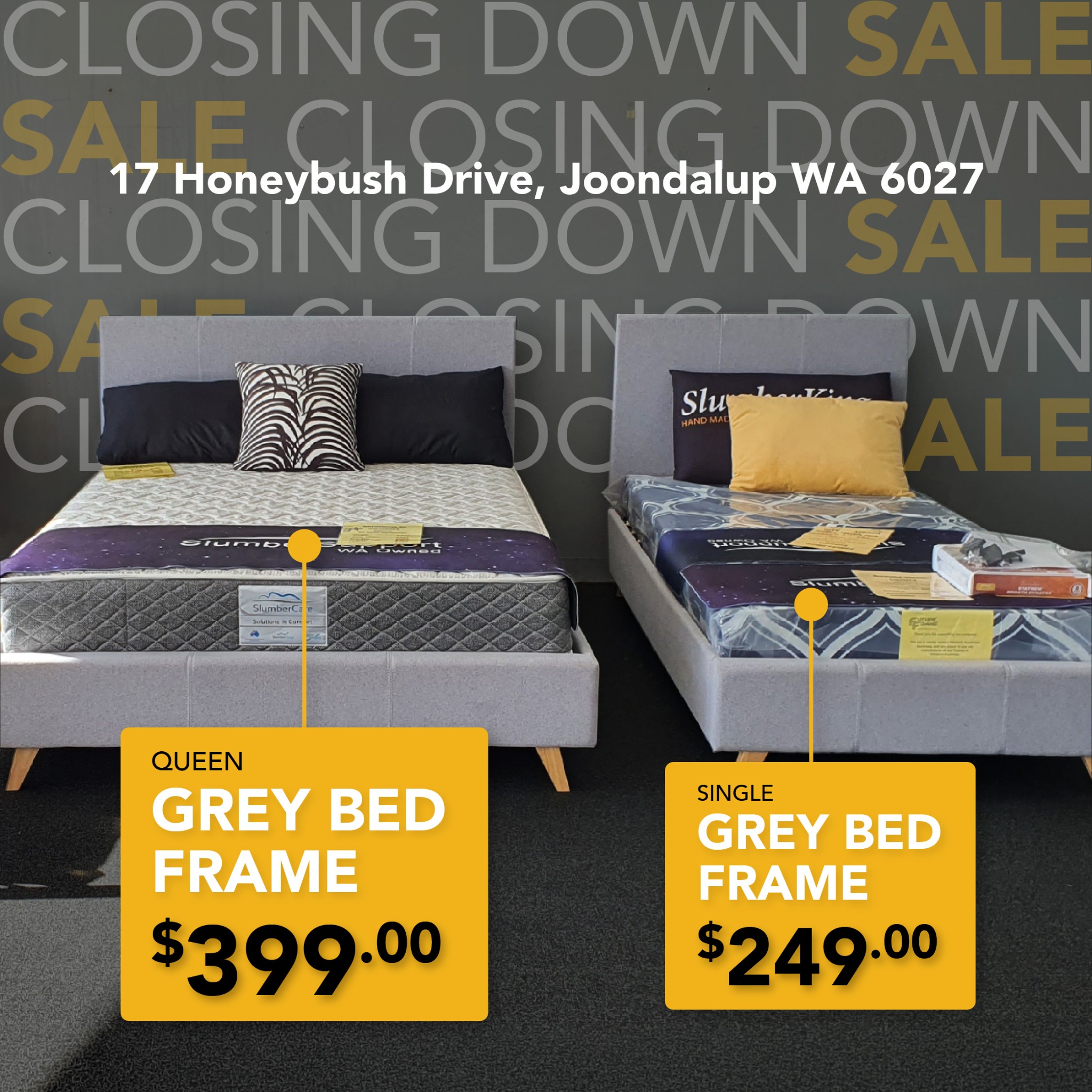 Kev's Beds Facebook ad: Boston Bed frames From $249!
