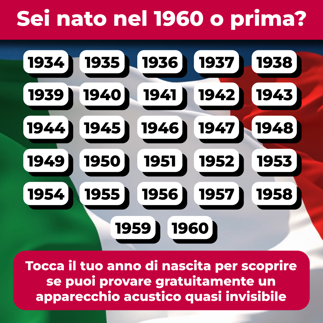 Amplifon Italia Facebook ad: Sei nato nel 1960 o prima?