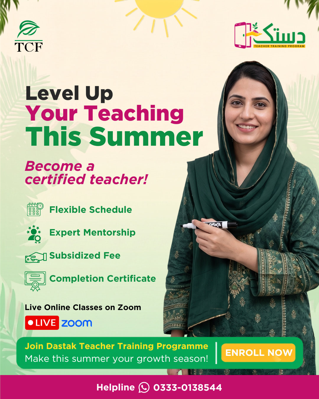 Dastak Teacher Training Facebook ad: Get Certified. Get Hired.