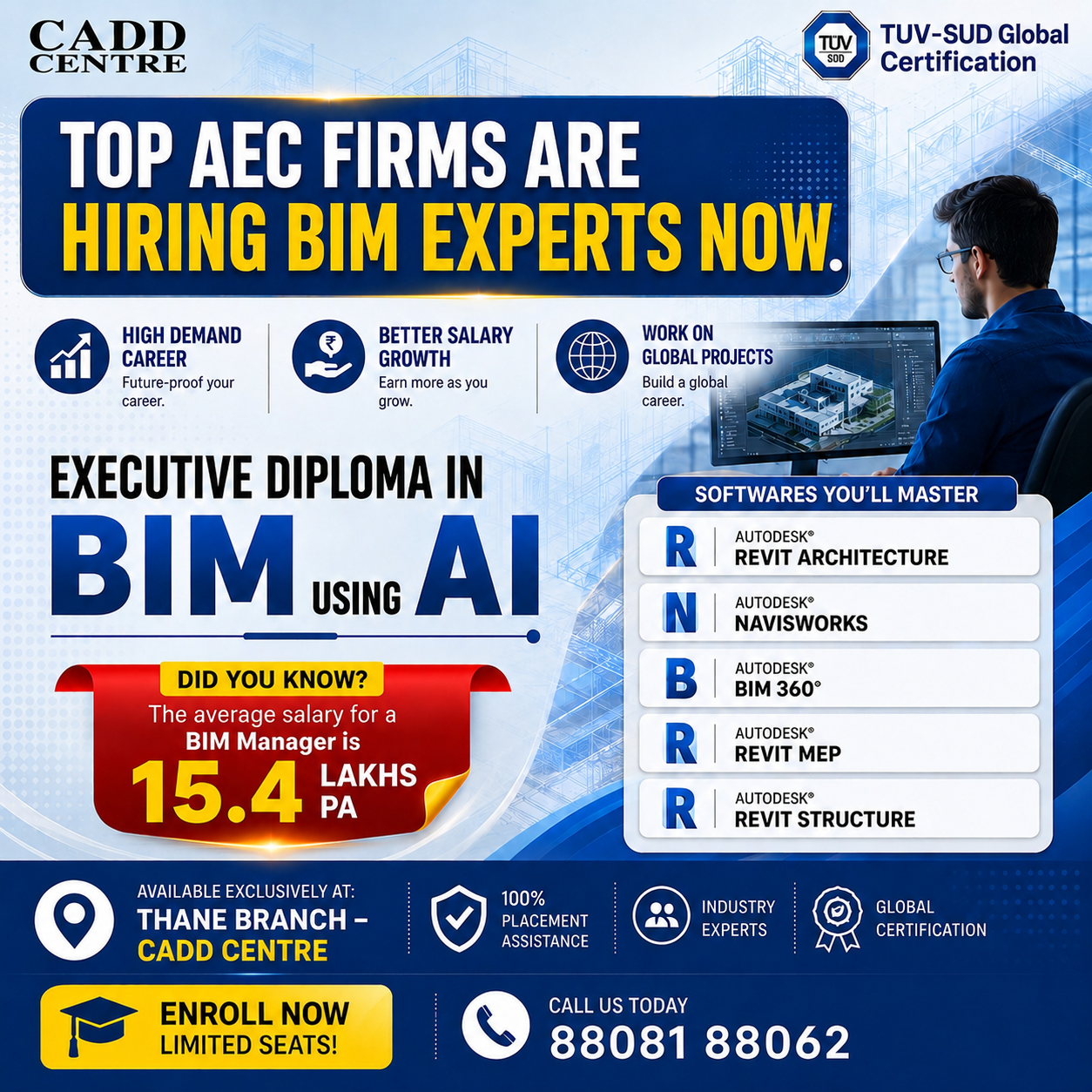 CADD Centre Thane-Airoli-Dombivali Facebook ad: Avg. Package of BIM Manager is 15.4 LPA