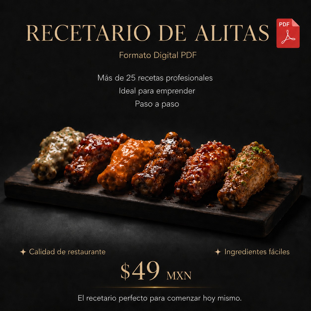 Recetas con Sazón Facebook ad: ¡Recetario ALITAS GOURMET en formato PDF!