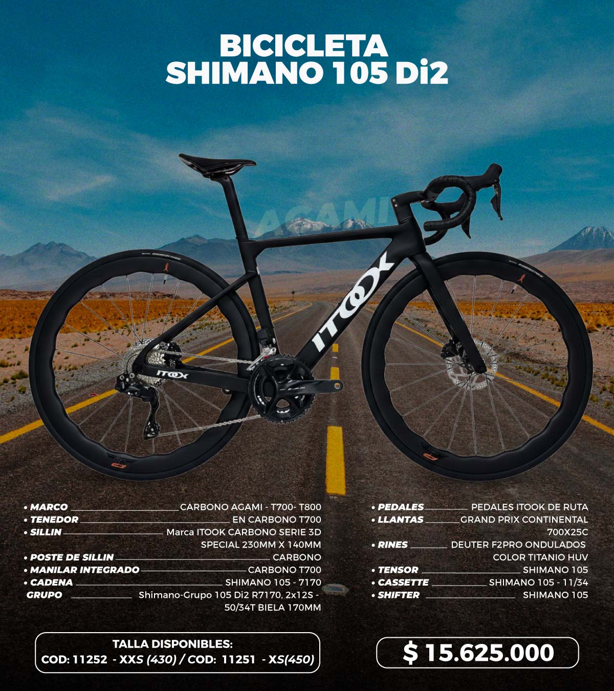 Itookbike Facebook ad: Bicicleta de carbono con Shimano 105 Di2