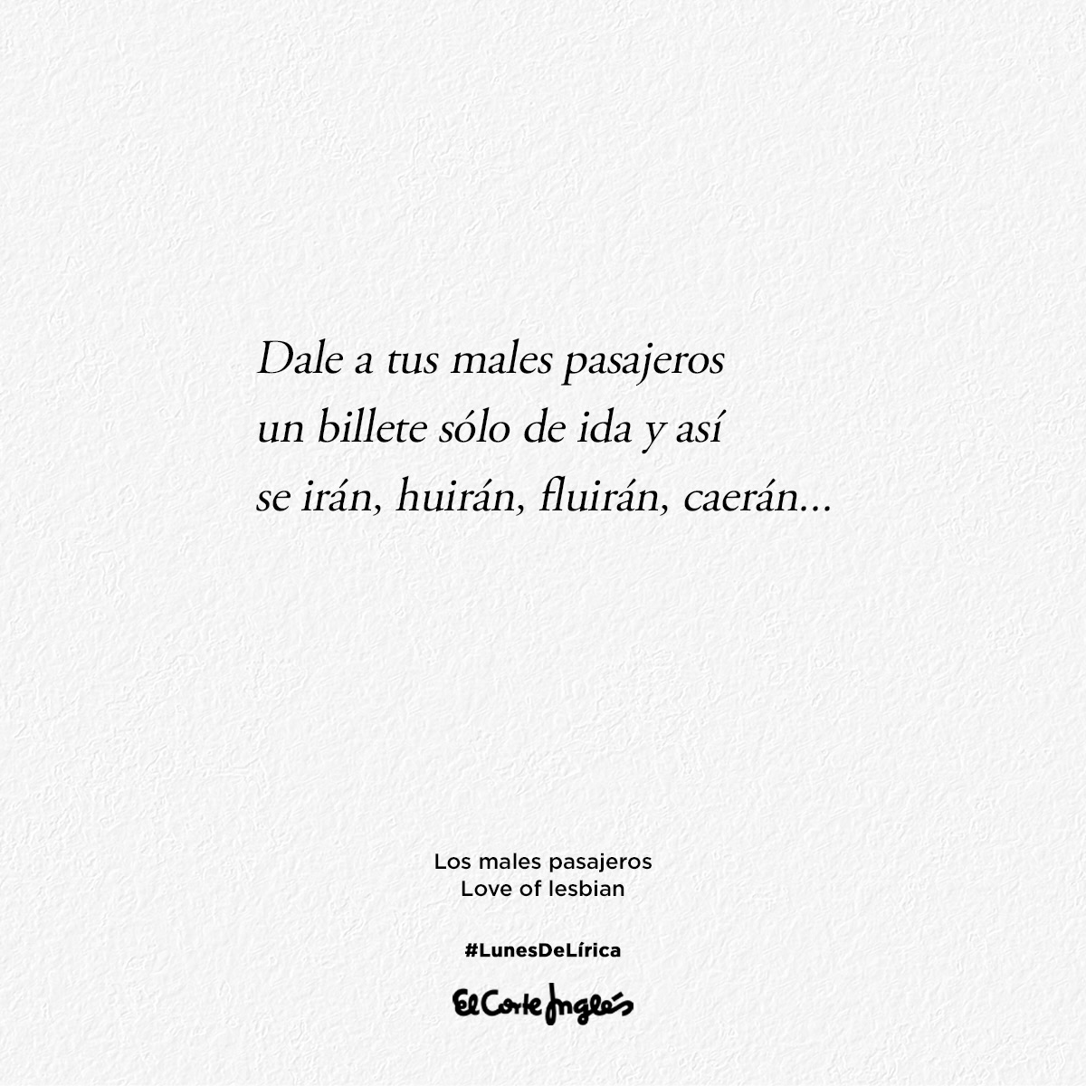 El Corte Inglés Cultura Facebook ad: Un billete de ida a los males pasajeros.