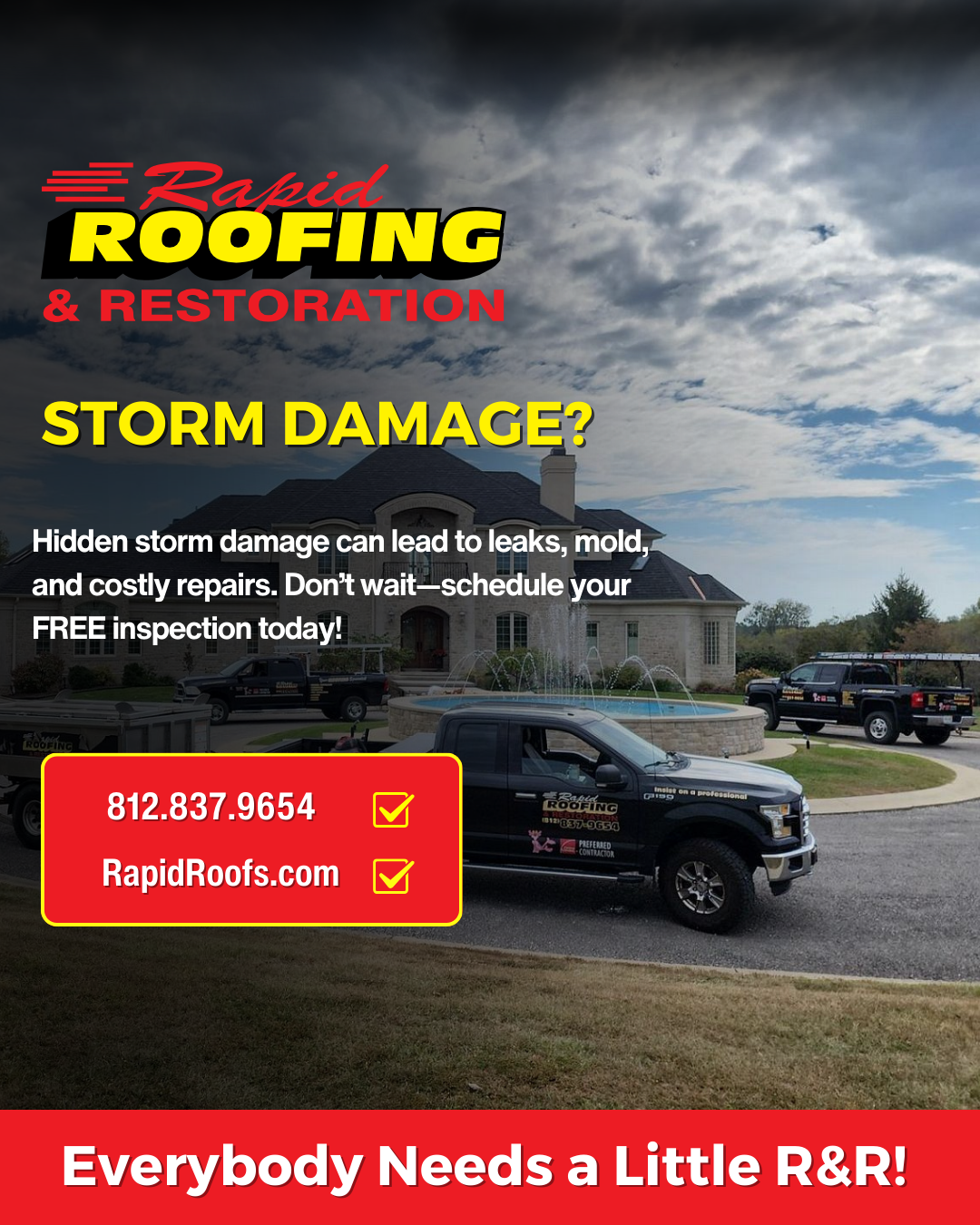 Rapid Roofing & Restoration Facebook ad