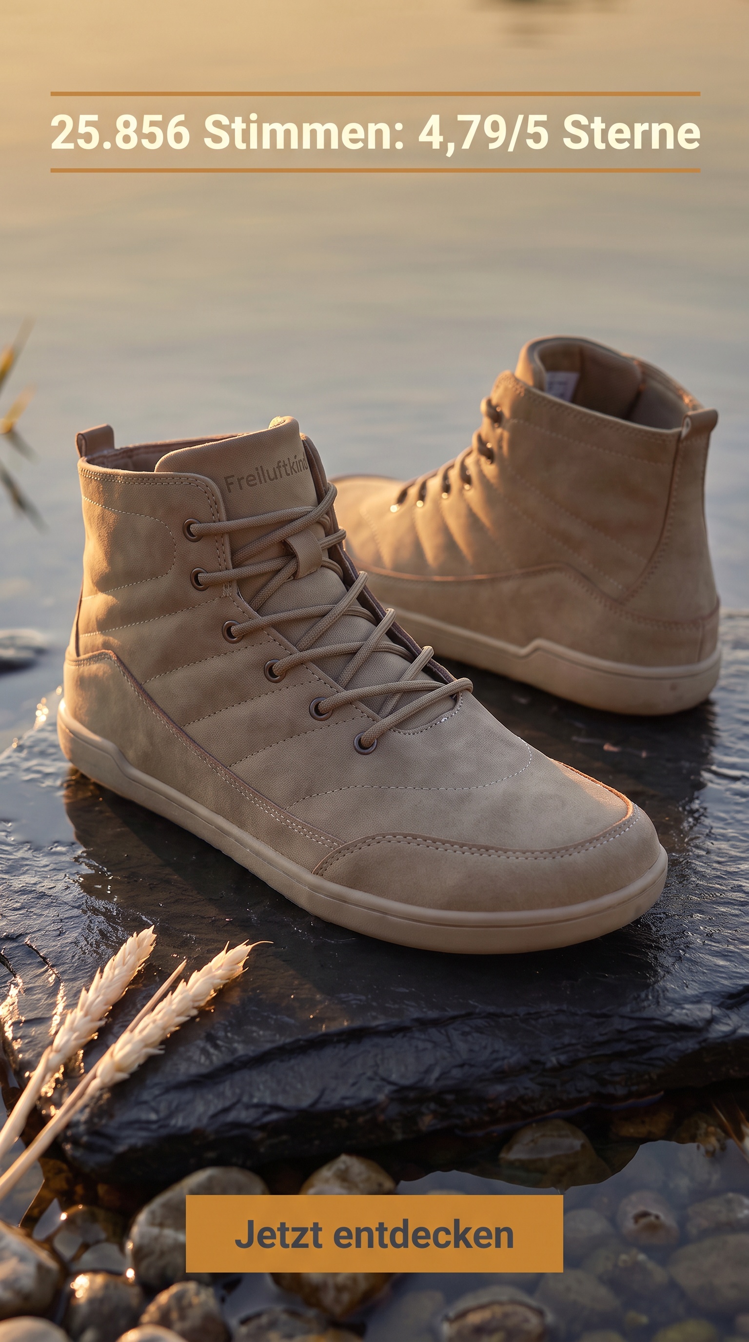 Freiluftkind Facebook ad: Kauri: Barfußgefühl im halbhohen Sneaker, auch bei Regen
