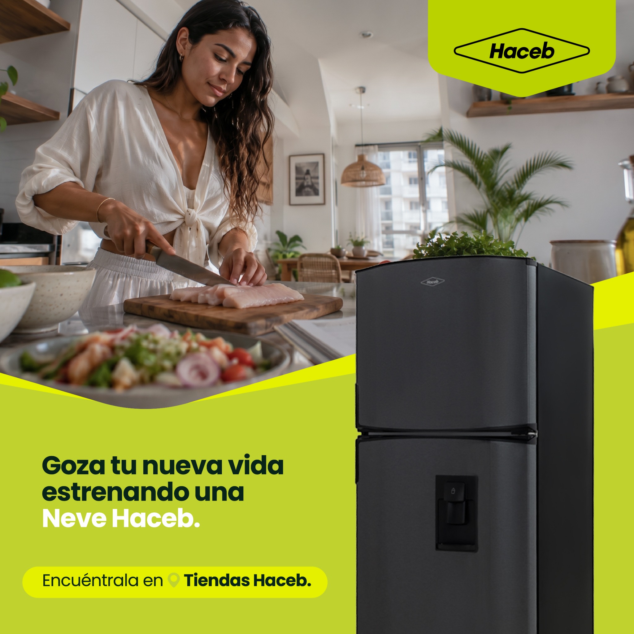 Haceb Facebook ad: ¡El equilibrio perfecto entre espacio, frescura y diseño!