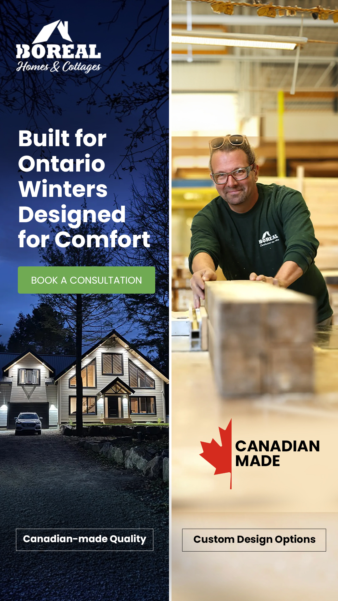 Boreal Thermolog Homes and Cottages Facebook ad