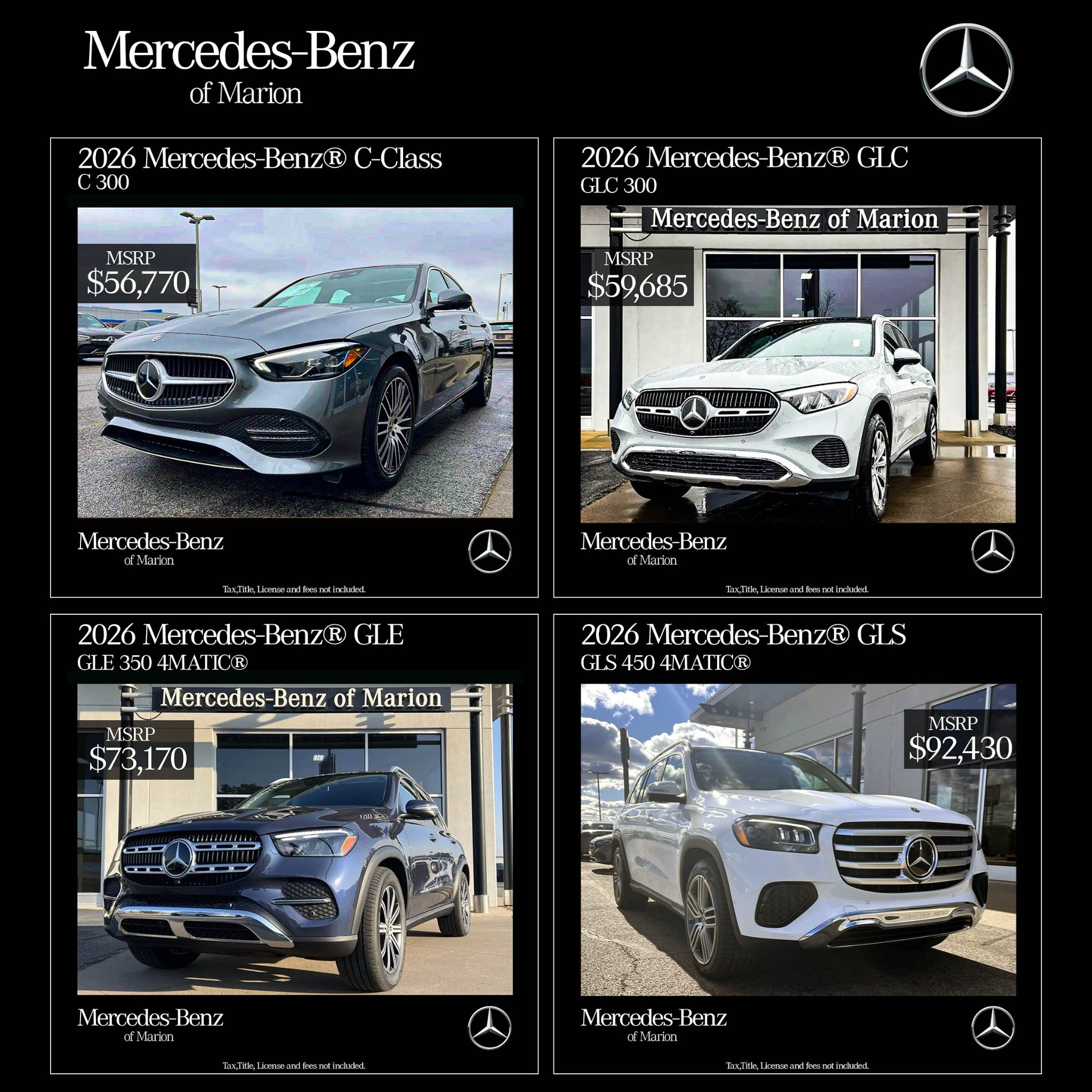 Mercedes-Benz of Marion Facebook ad: Shop 2026 Mercedes-Benz Models