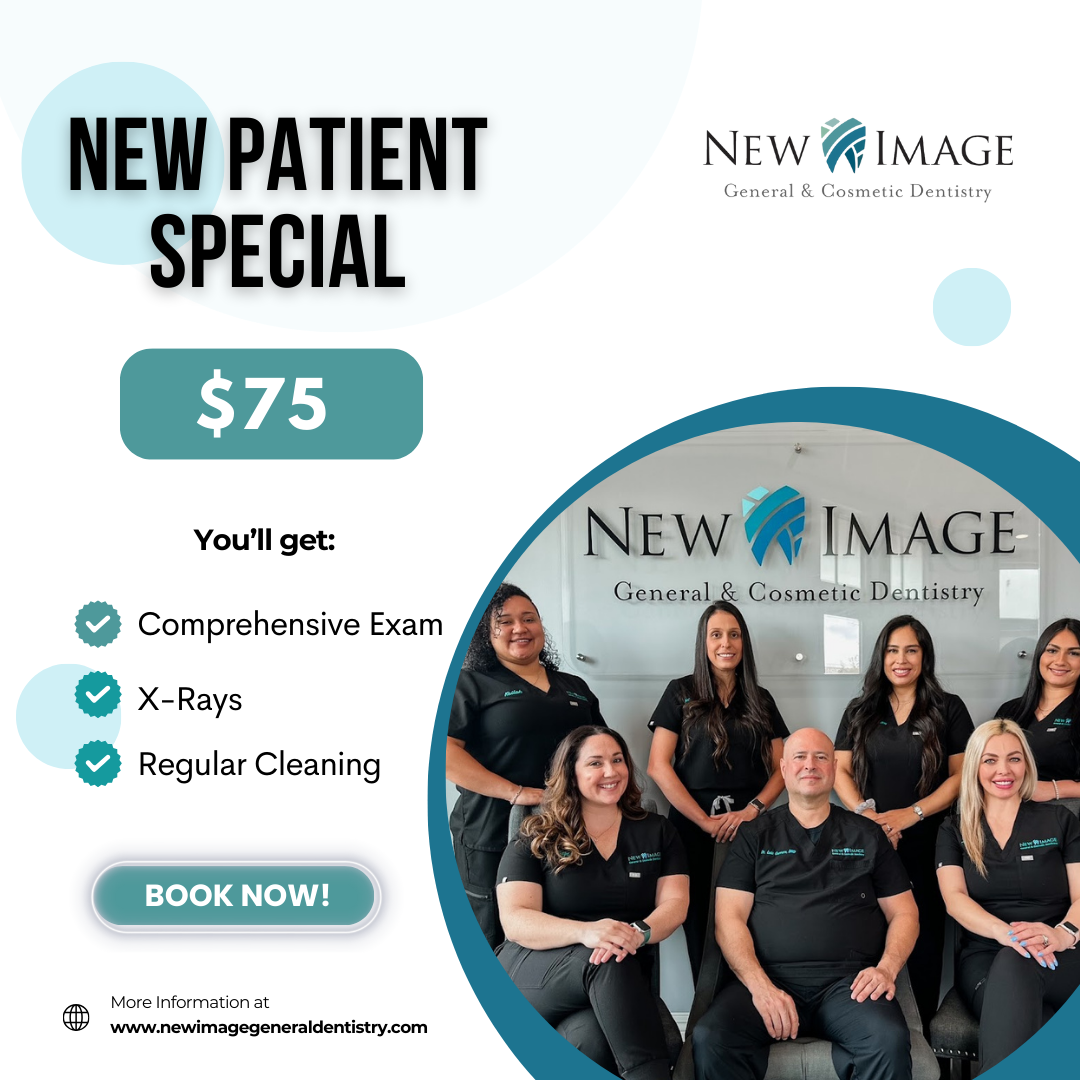 New Image General & Cosmetic Dentistry Facebook ad: $75 Dental Exam, X-Ray & Regular Cleaning