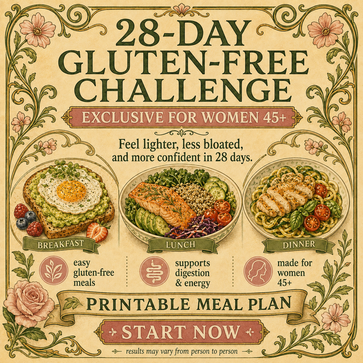 ZeroGluten Chef Facebook ad: Start Your 28-Day Gluten-Free Challenge