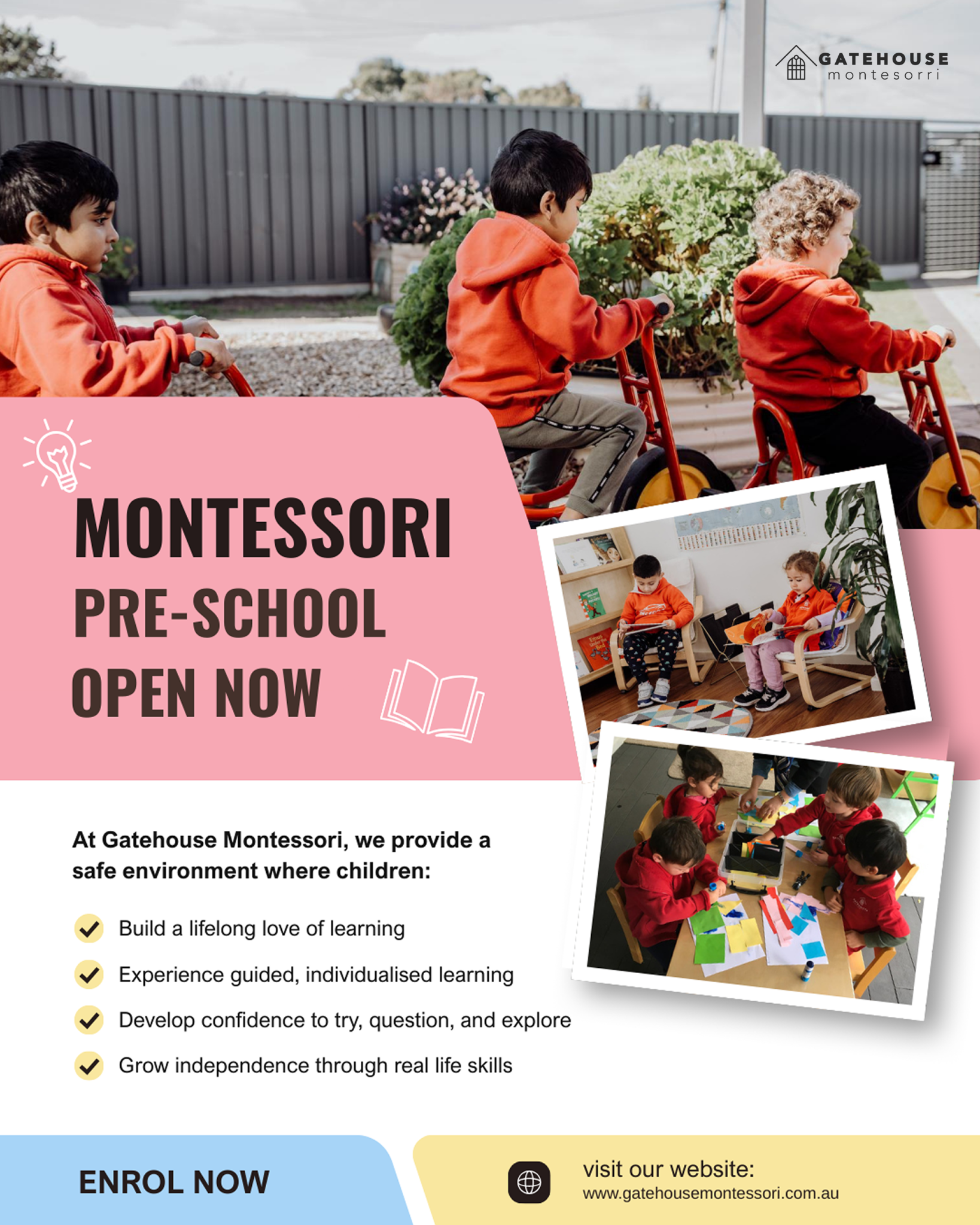 Gatehouse Montessori Facebook ad: Montessori Preschool in Hope Valley