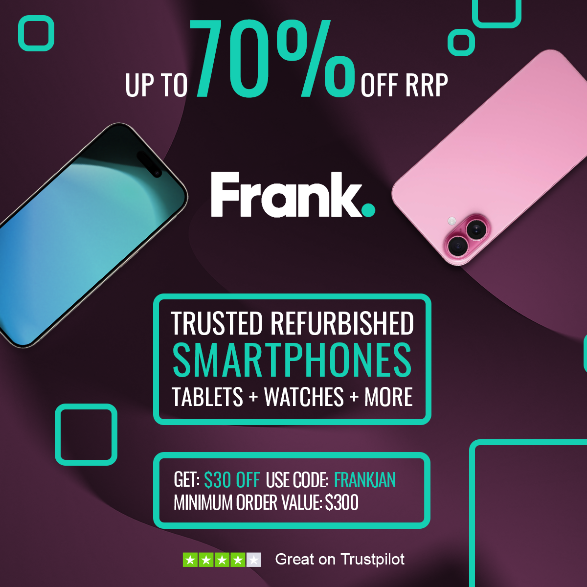 FrankMobile. Facebook ad: Save Big on Refurbished Smartphones