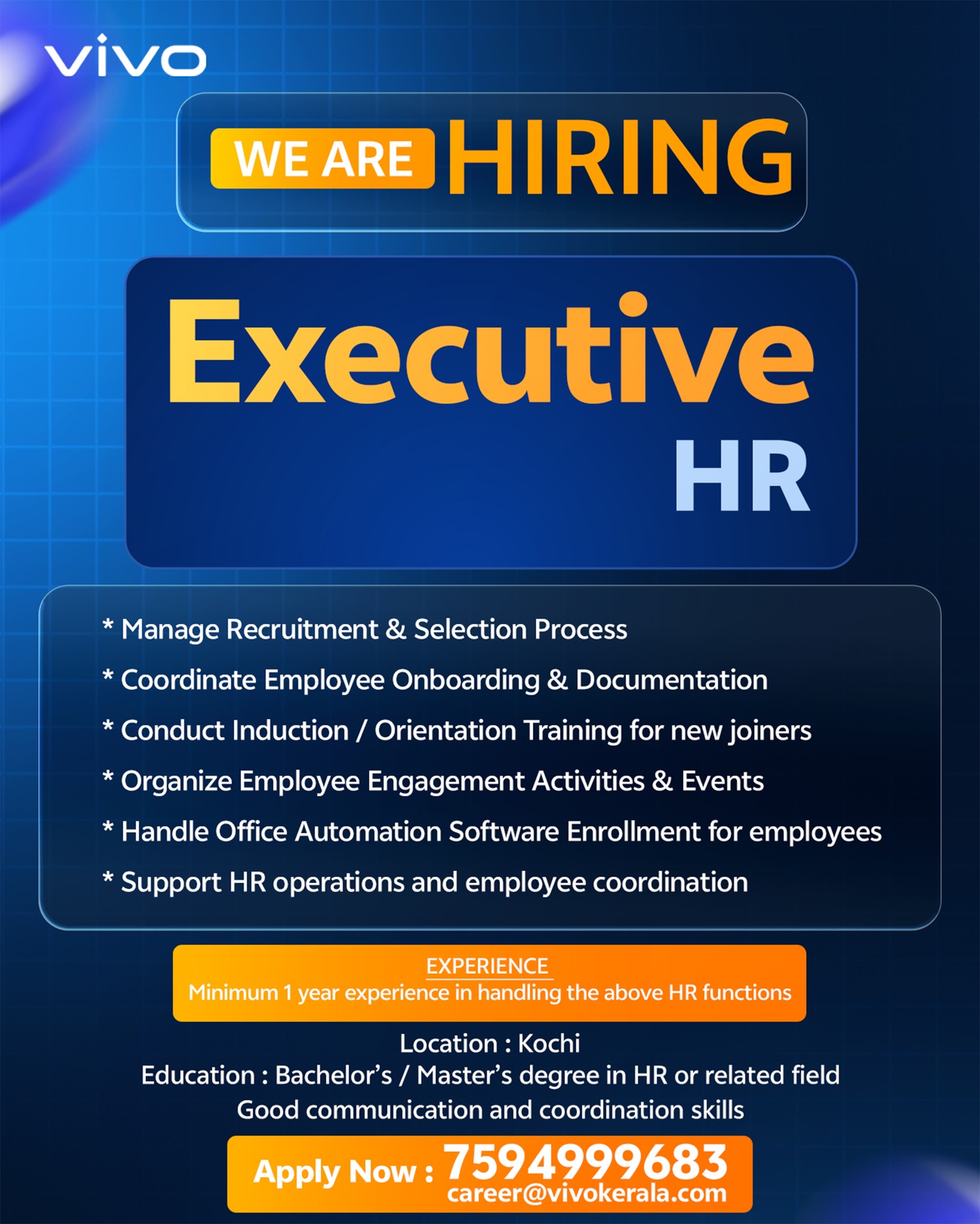 Vivo Kerala Facebook ad: We're Hiring, Join Our Team!