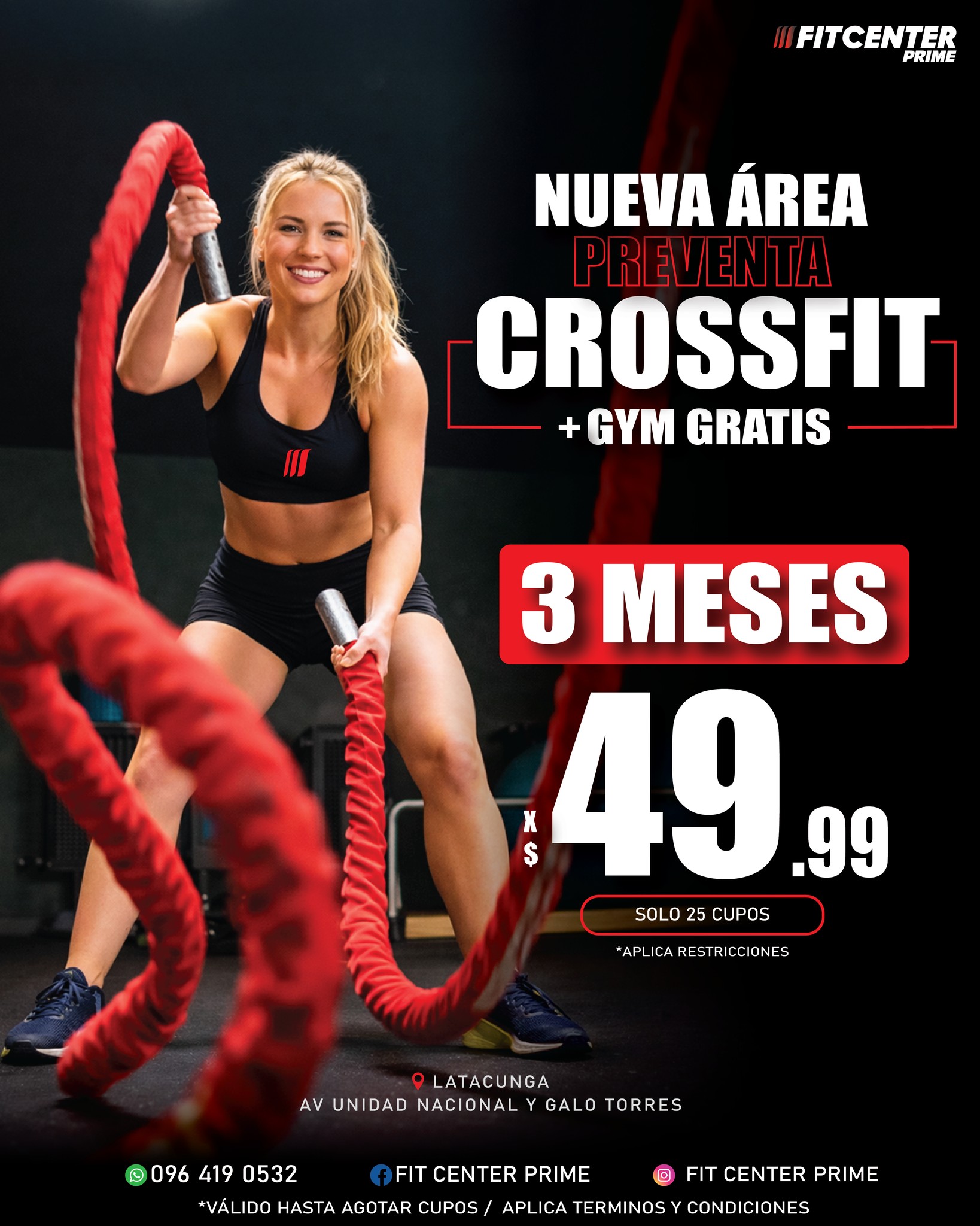 Fit Center Prime Facebook ad: Latacunga ahora tiene NUEVA ÁREA de CrossFit
