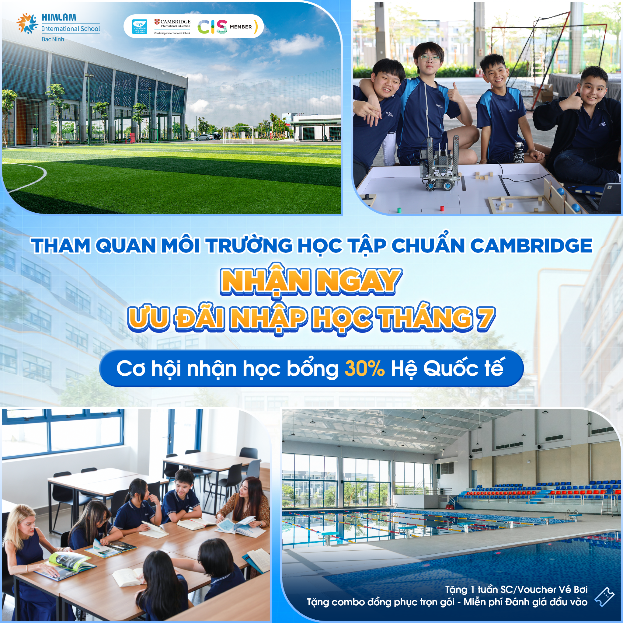 Trường Quốc tế Him Lam Bắc Ninh Facebook ad: Nhập học ngay, Nhận ưu đãi đến 30% học phí quốc tế!