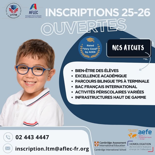 Lycée français Théodore Monod Facebook ad: Nos inscriptions 25-26 sont ouvertes!